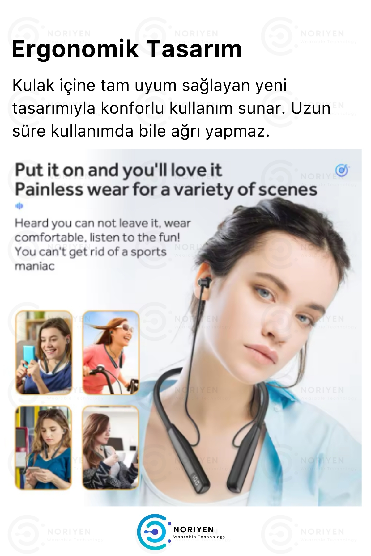 Premium Sports 100 Saat Şarj Kapasiteli Su Geçirmez Boyun Bantlı Sporcu Stereo Bluetooth Kulaklık