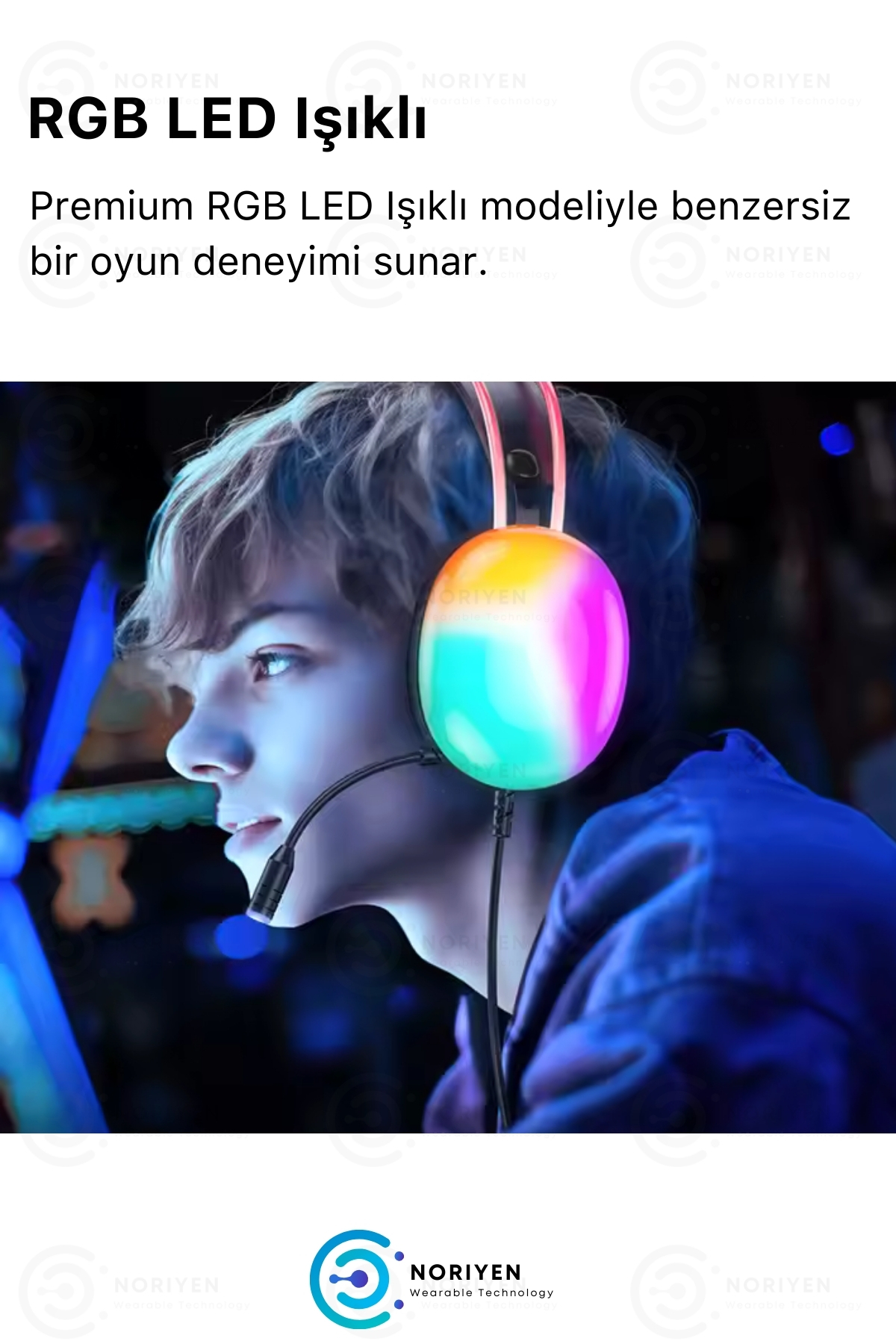 PG 580 Pro Gaming Premium Mikrofonlu RGB LED Işıklı 5.3 Bluetooth Kablosuz Kafa Üstü Oyuncu Kulaklık