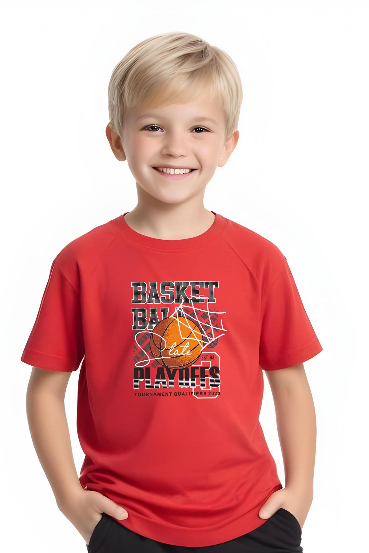 FYK KİDS-Boys Round Neck Basketball Printed T-Shirt 2