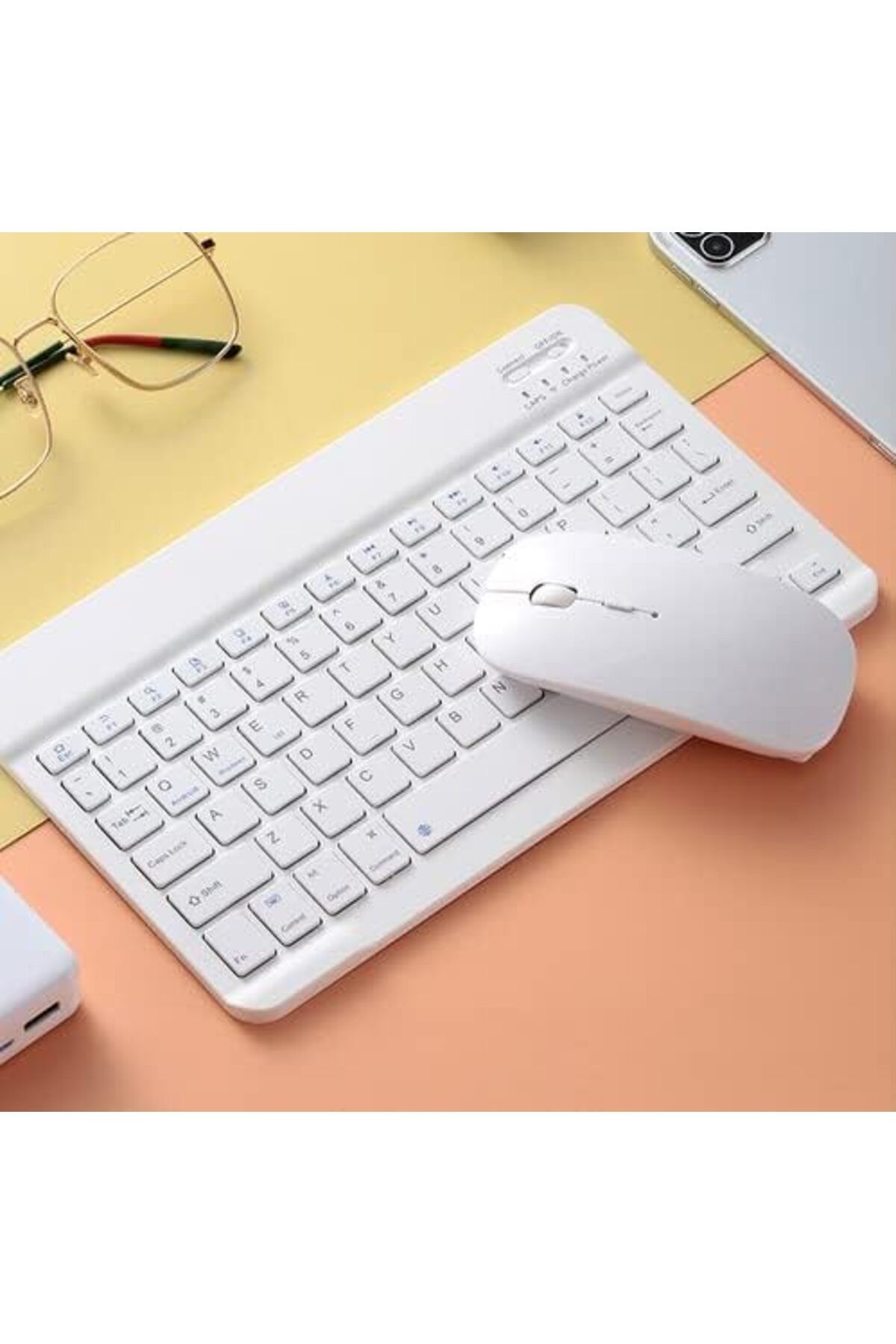 AWH-Wireless Bluetooth Keyboard Mouse Combo, Ultra-Thin 2.4GHz Set, iOS, Android & Windows (White) 2