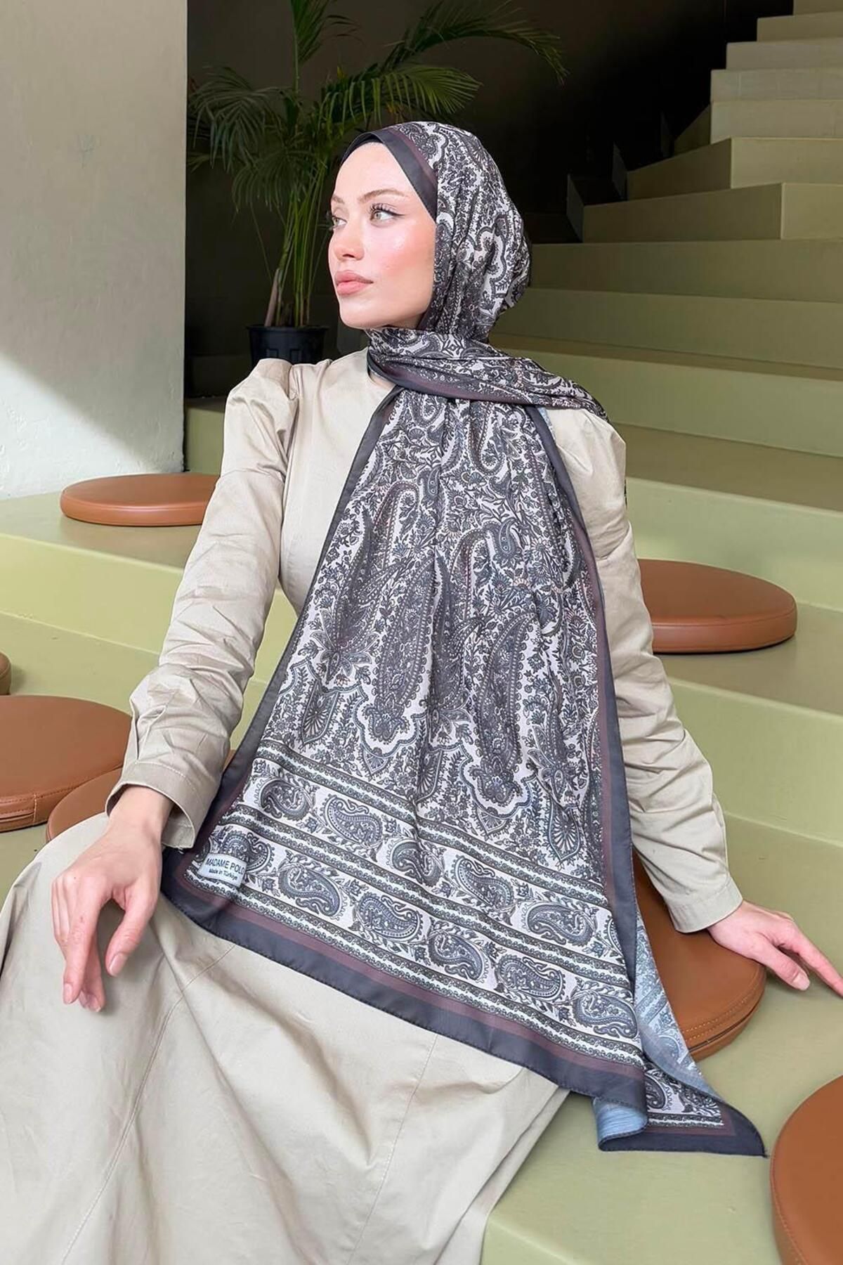 lamelif.com-Soft Retro Patterned Black Mink Shawl 3