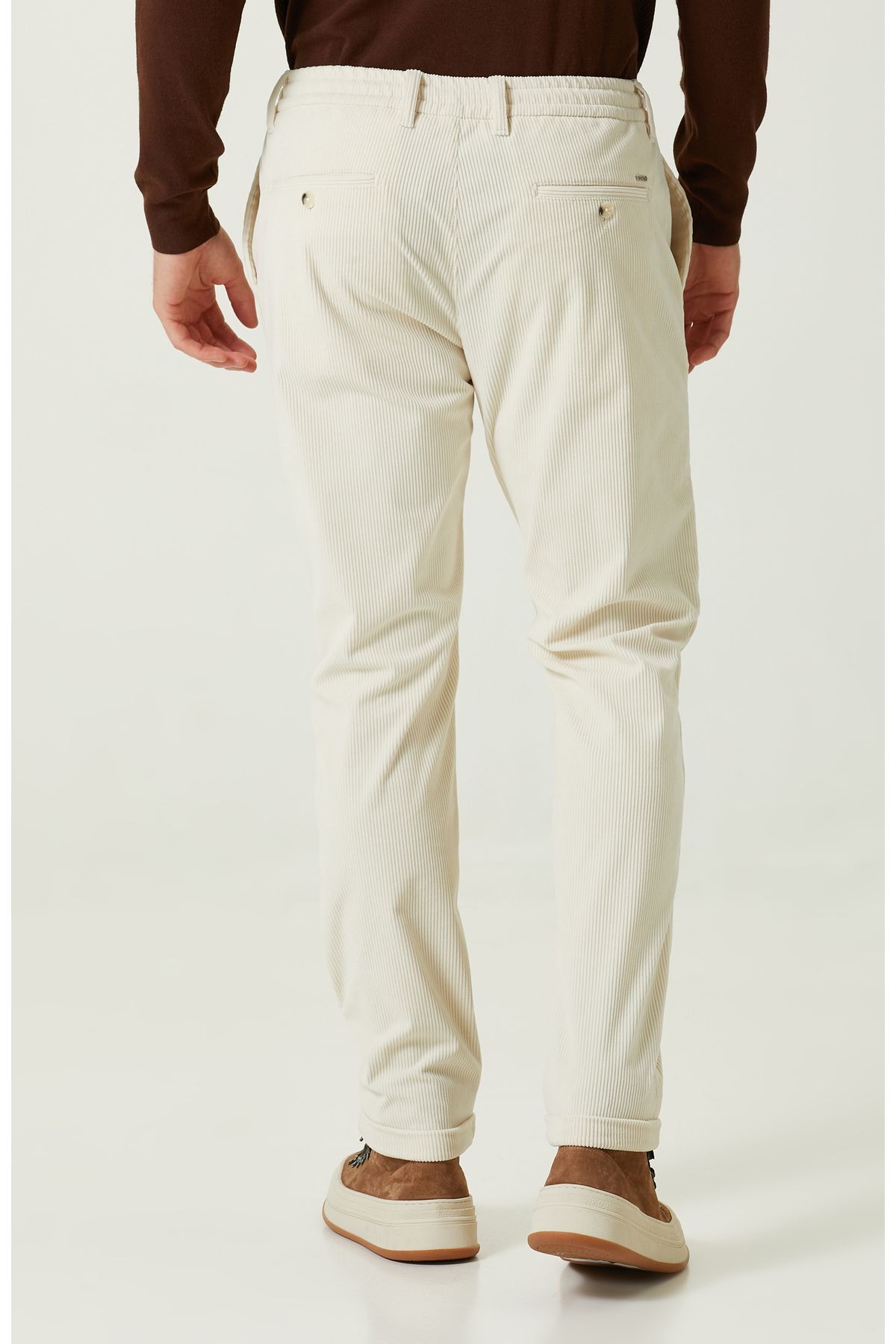 Duble Paça Ekru Fitilli Pantolon - 4