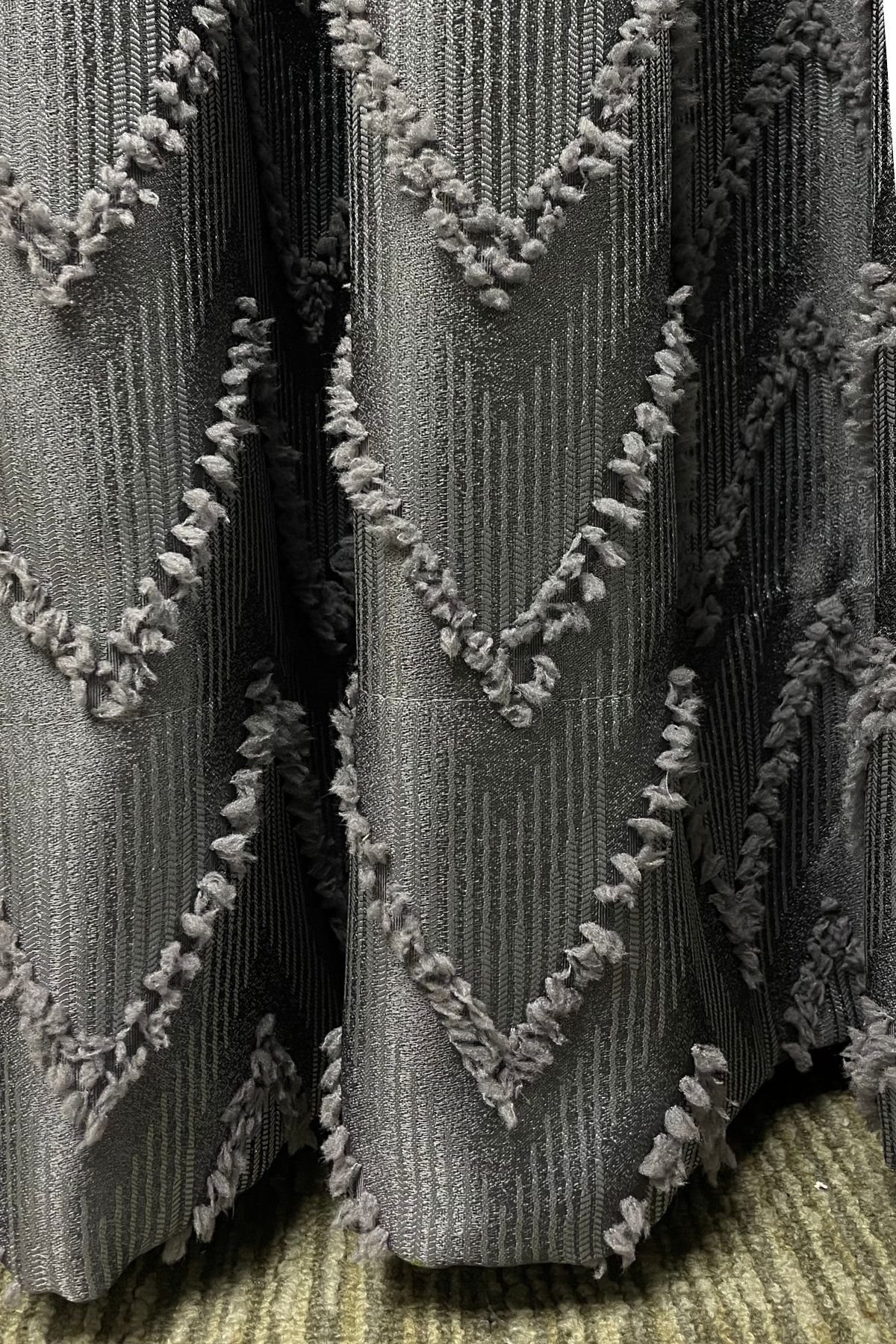 Cortibo-Gray Verona Patterned Background Curtain - Pleated Free 5