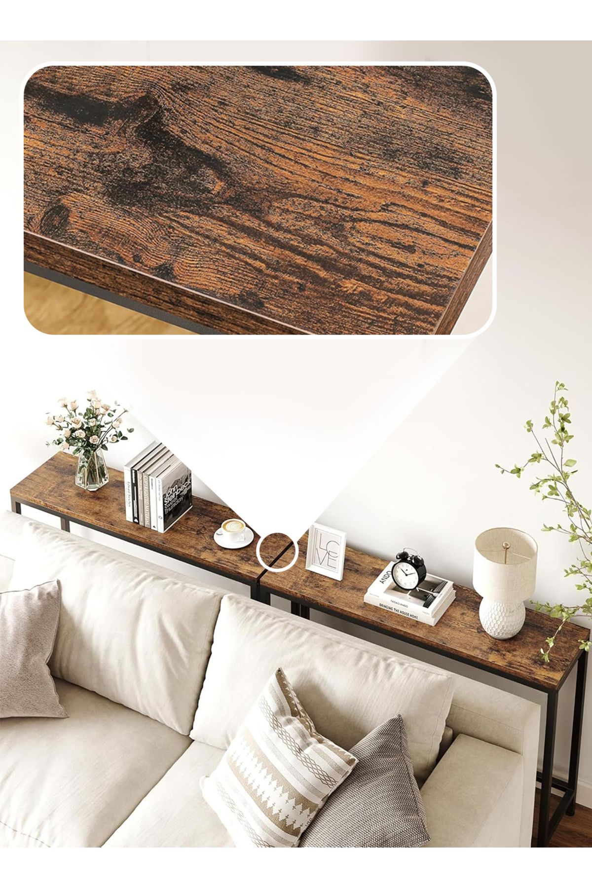 EqiEch-Narrow Console Table for Small Spaces, Easy Assembly Entryway & Side Table - 75x24x75cm 3