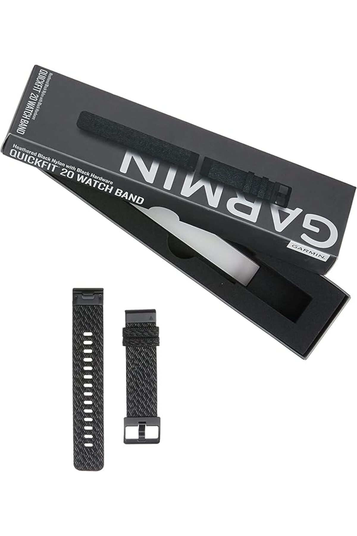 Garmin-FENIX 6S QUICKFIT BAND HEATHERED BLACK NYLON WITH BLACK HARDWARE 1