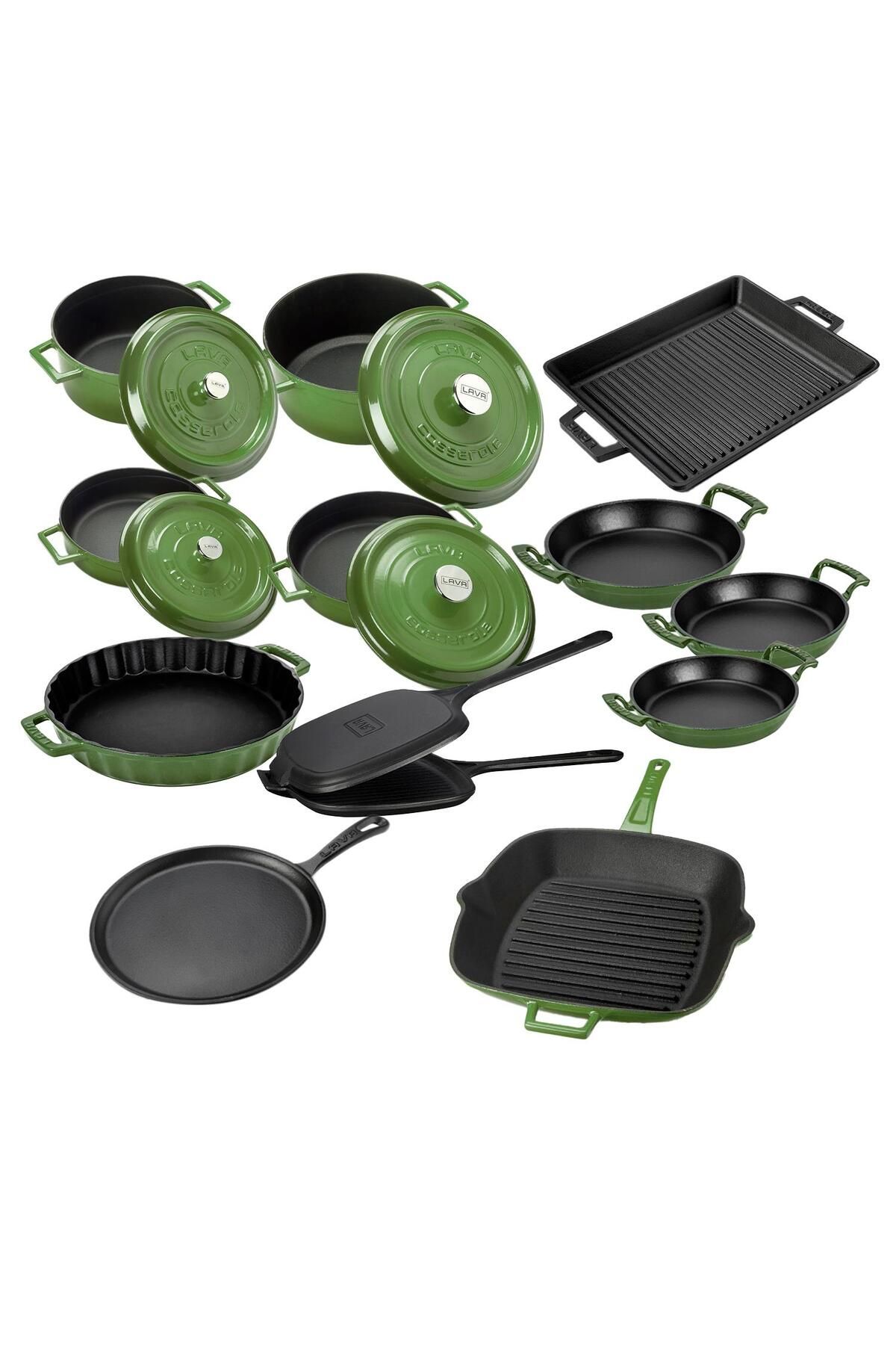 Lava-Cast Iron 12X Trendy Series 17 Piece Cookware & Pans Set 3