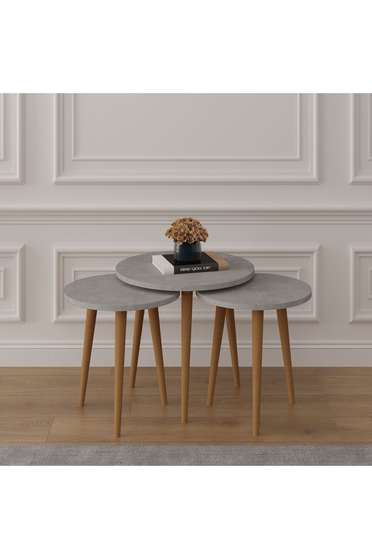 Luxury 3-Piece Wooden Leg Zigon Coffee Table 100% MDF Coffee Table Table SEHPA01