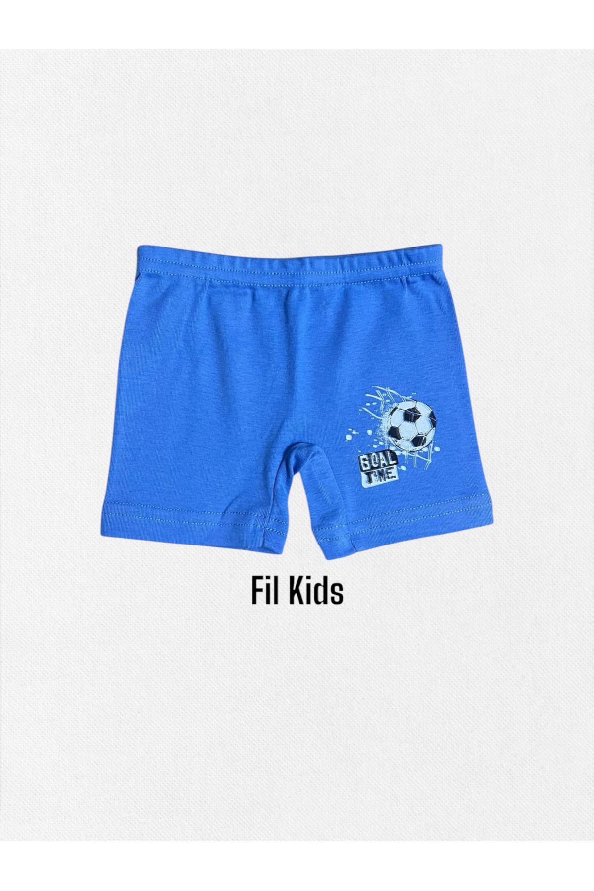 elmas kids-Boy's 100% Cotton Blue Football Pattern Athlete Boxer Set 3