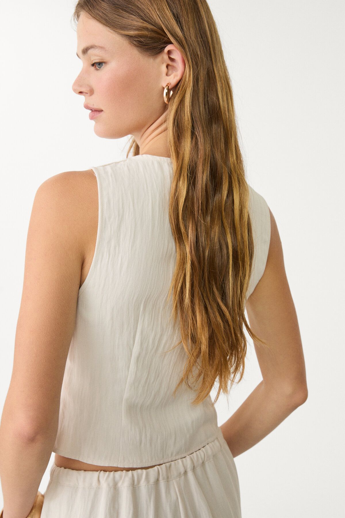 Stradivarius-Textured top with buttons 3