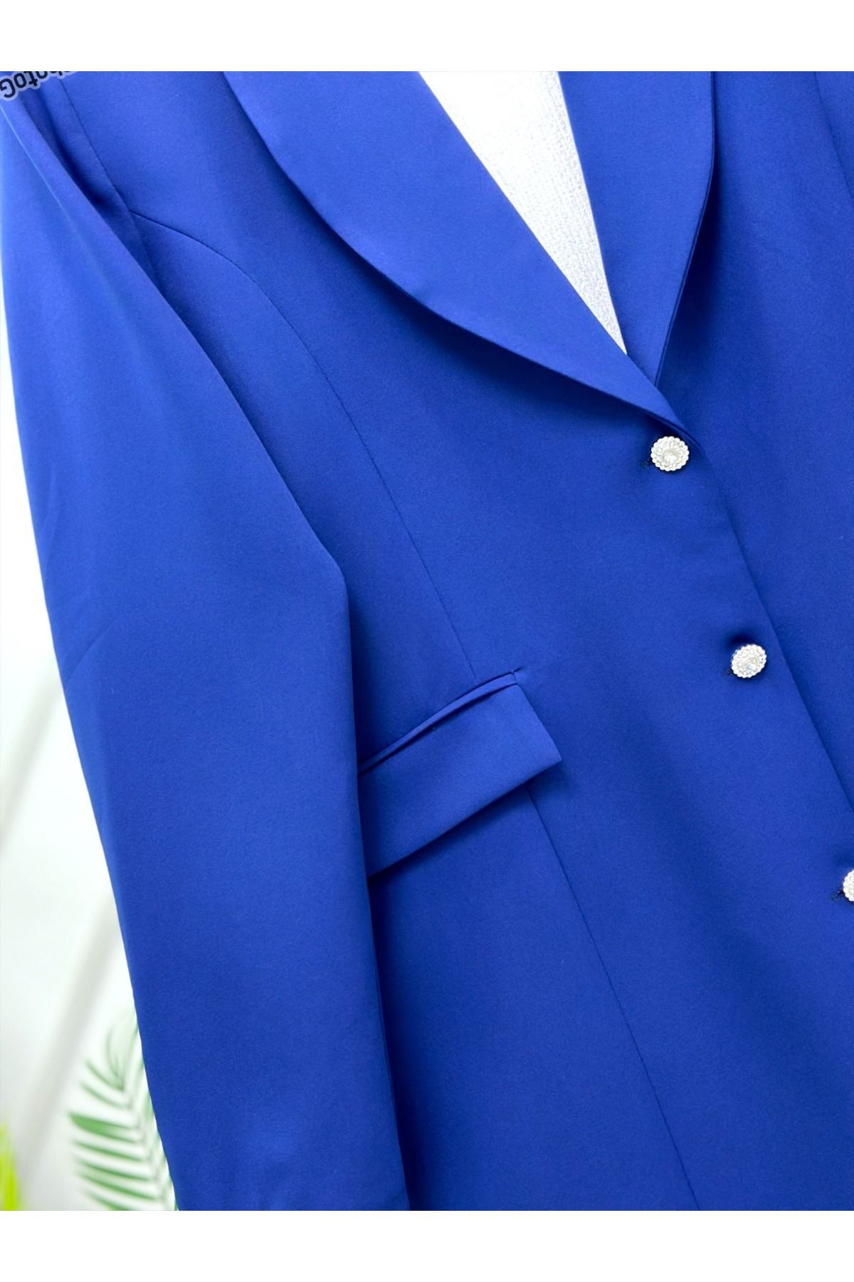 YEDİLALE-Plus Size Blazer Jacket with Stone Button [Choose Size as Description] 3