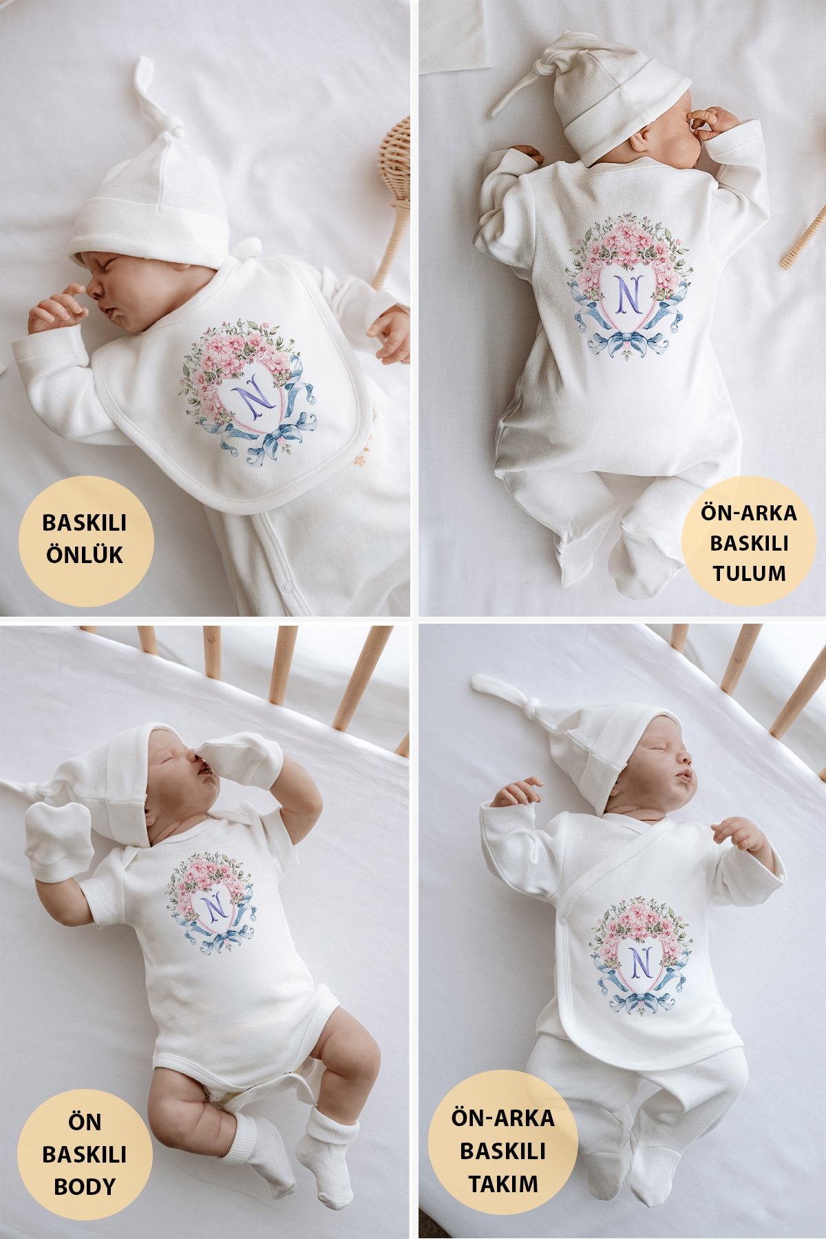 Lilabio-100% Organic Cotton Letter Series 10-Piece Hospital Release Pink Letter N 3