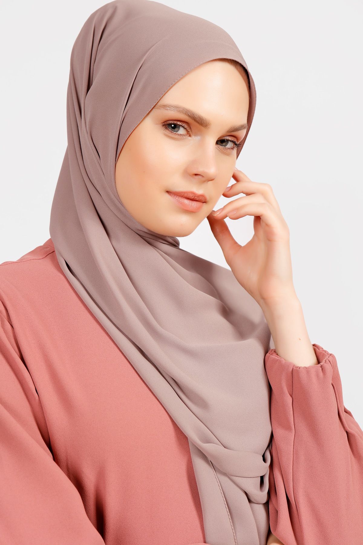 Differenza-Light Mink Crepe Chiffon Shawl 3