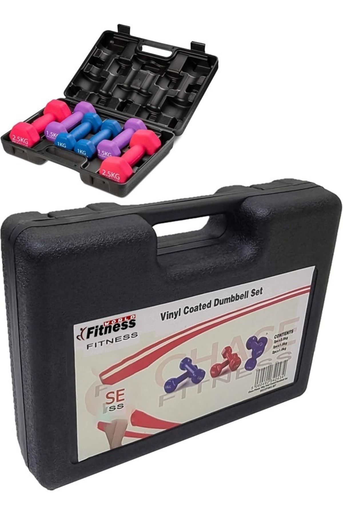 Fitness World-Dumbbell Set, 10 Kg, Multicolor, A Bag Of Dumbbells And Weights From 6