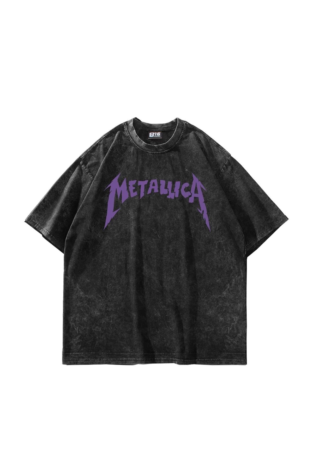 Violon-Unisex Metallica Purple Oversize T-shirt - Back Printed, Washable 7