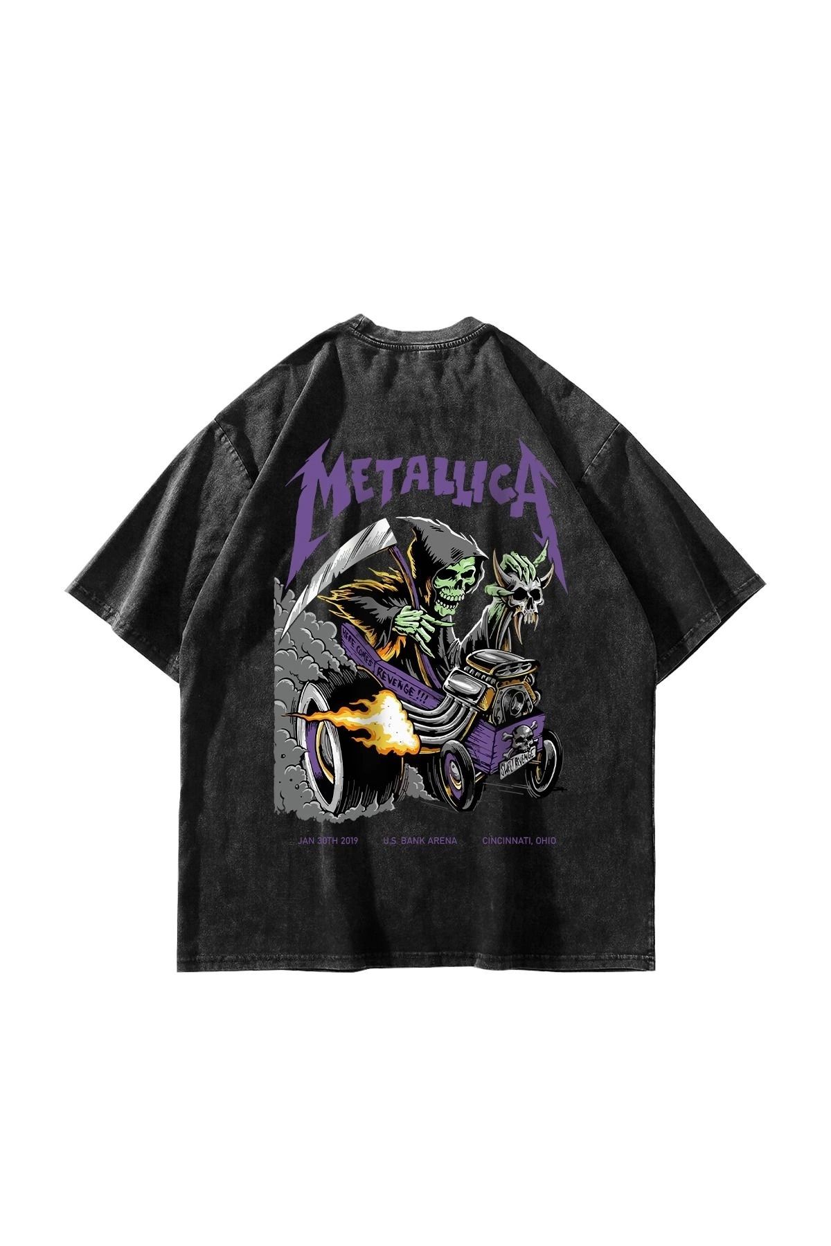 Violon-Unisex Metallica Purple Oversize T-shirt - Back Printed, Washable 6
