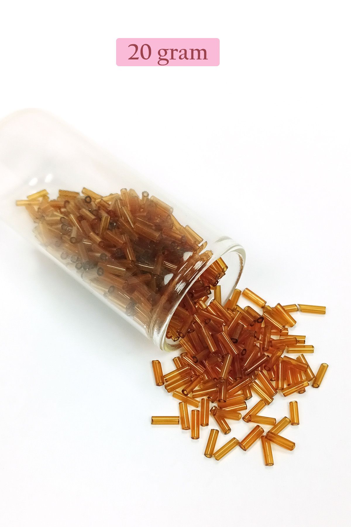 Royaleks Uzun Boru Kesme Boncuk Çap 2mm Uzunluk 10 mm - 20 Gram - Şeffaf Gold - BNC254