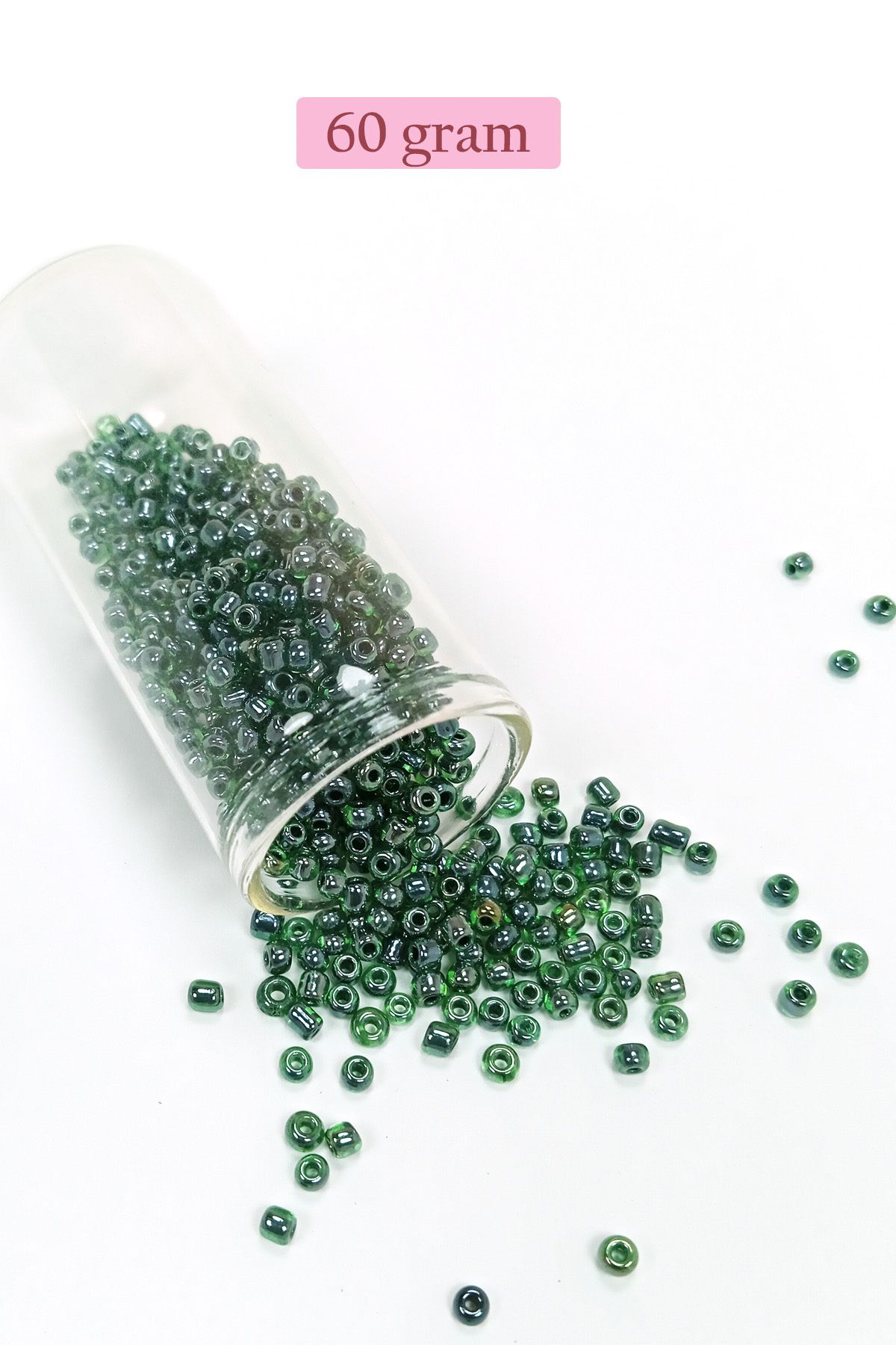 Royaleks Dökme Cam Kum Boncuk (8/0) 3 mm - 60 Gram - Parlak Yeşil - BNC203