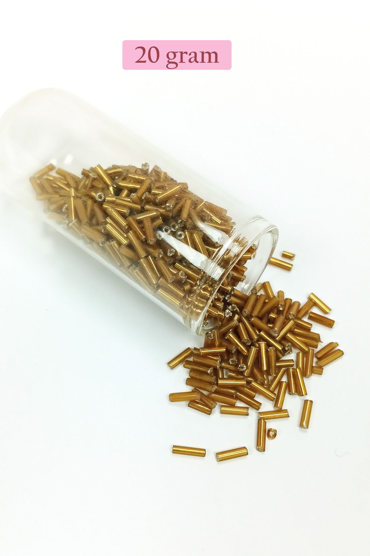 Royaleks Uzun Boru Kesme Boncuk Çap 2mm Uzunluk 10 mm - 20 Gram - Altın Sarısı - BNC231