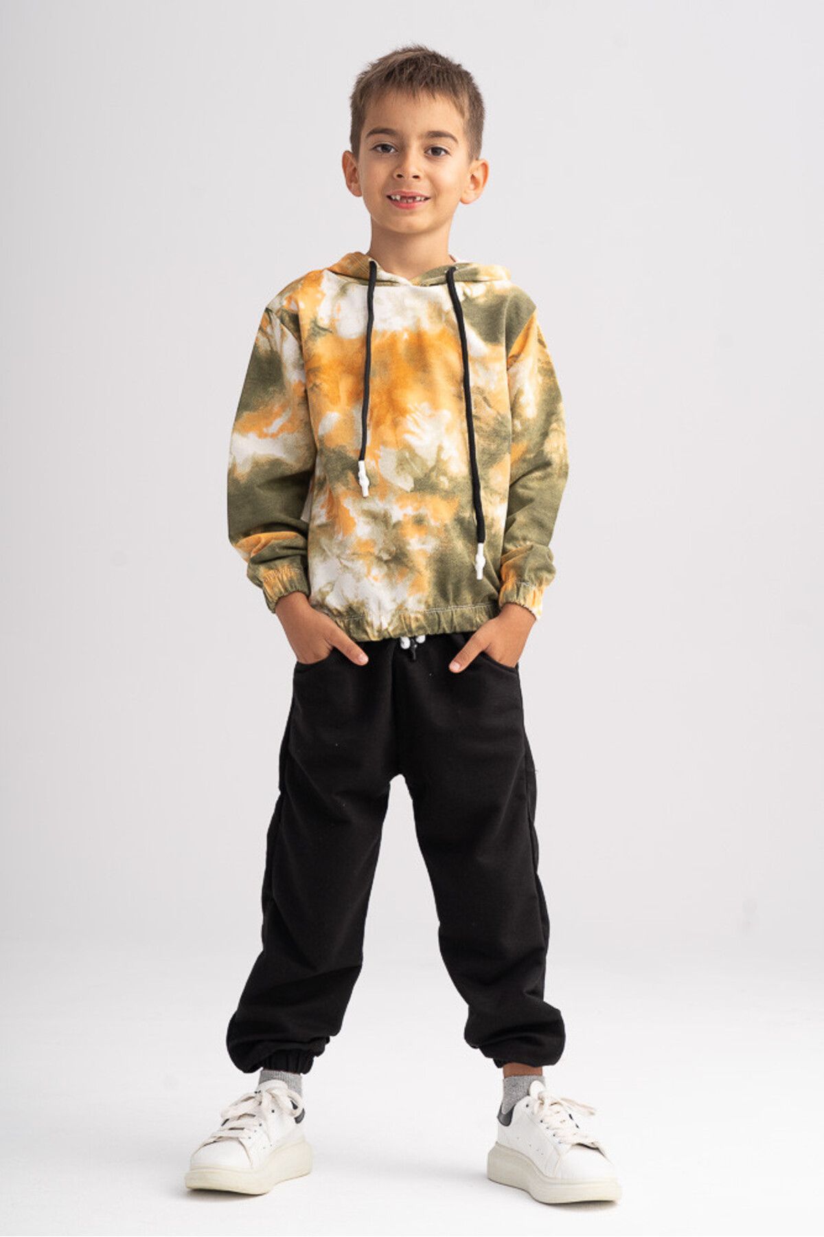 Purely Chic Trening Pentru Baieti Din Bumbac Bicolor Model Tie Dye Verde Masculin - 12 years