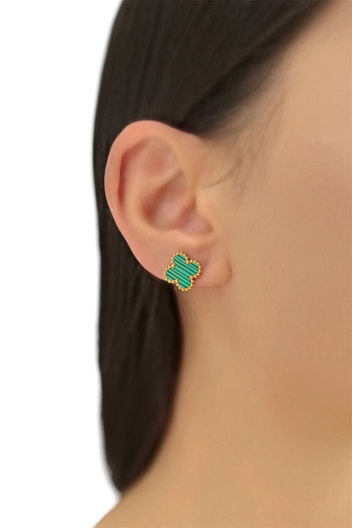 Çlk Accessories-Van Cleef Steel Pearlescent Clover Earrings - Trküpe35244 2