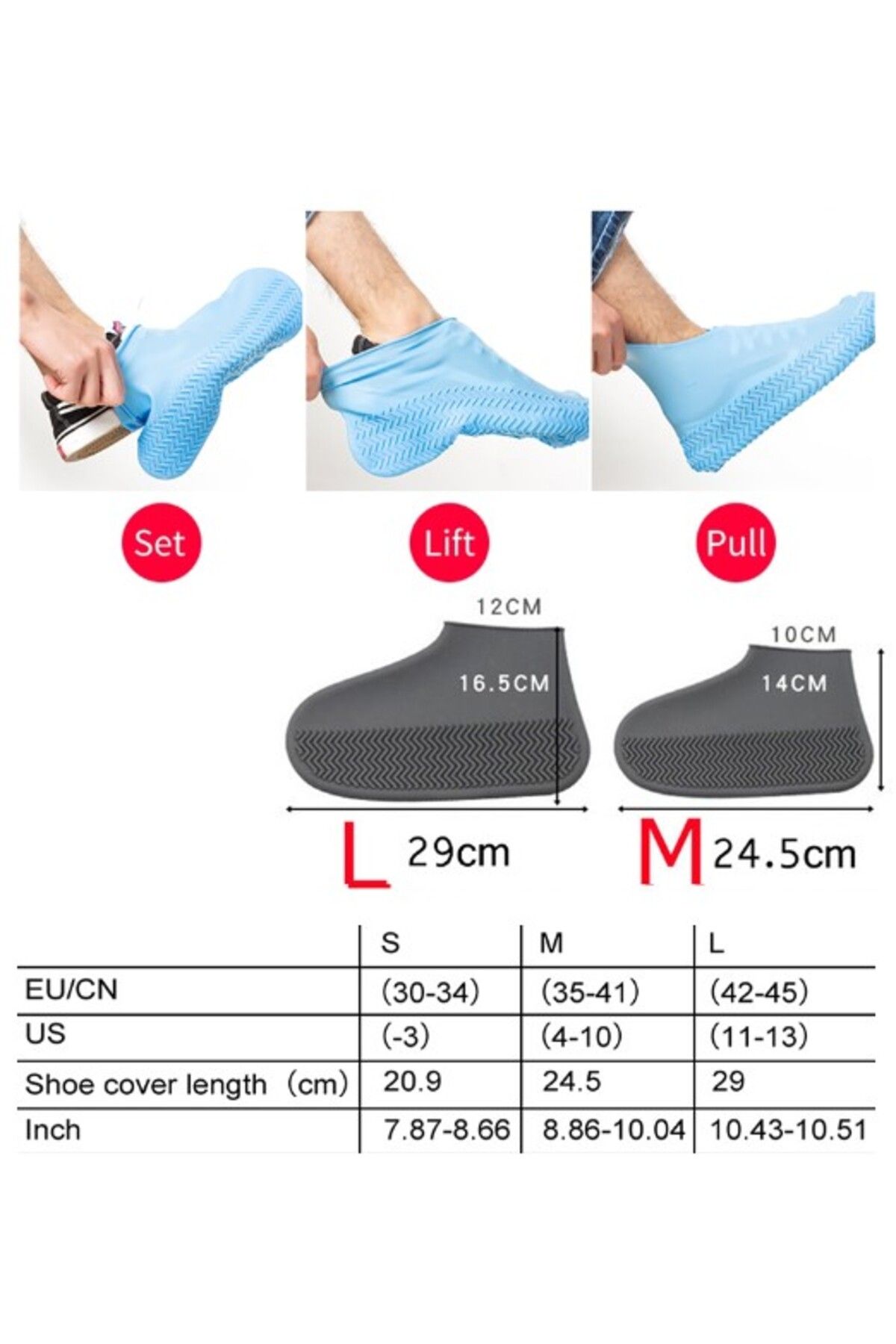 CMT-Black Silicone Shoes - Non-Slip and Waterproof, Size L Cover 3