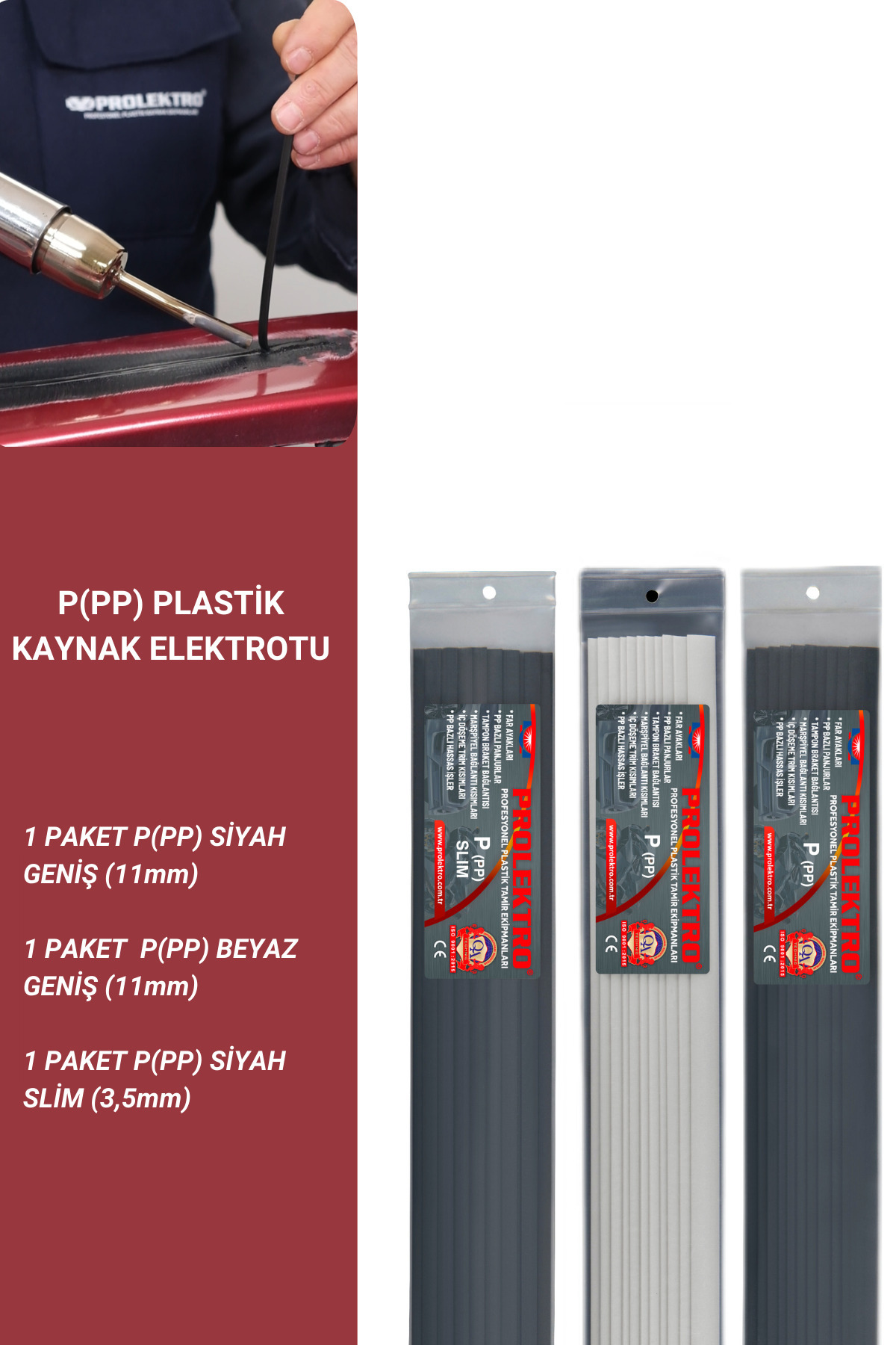 Prolektro AVANTAJLI (PP) POLİPROPİLEN PLASTİK KAYNAK ELEKTROTU -3 PAKET PP ELEKTROT