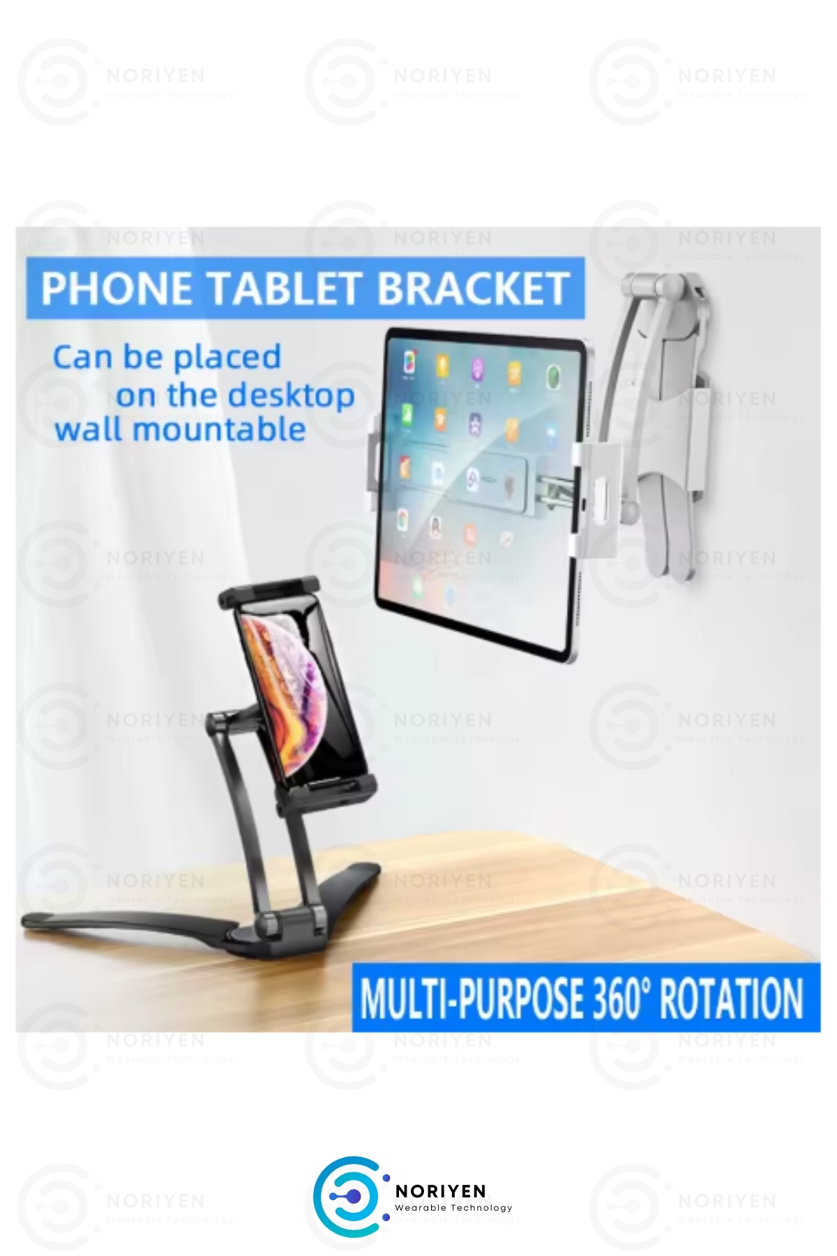 Çok Fonksiyonlu Portatif ve Masaüstü Tüm Telefon ve Tabletlere Uyumlu Metal Kasa Tutucu Stand Siyah