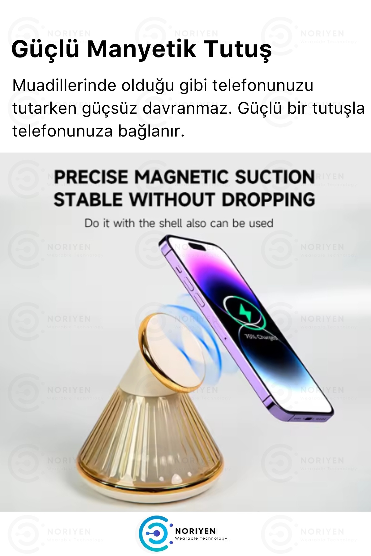 Premium 15W Manyetik Hızlı Wireless Kablosuz Şarj Standı Gece Lambalı Apple iPhone Android Uyumlu