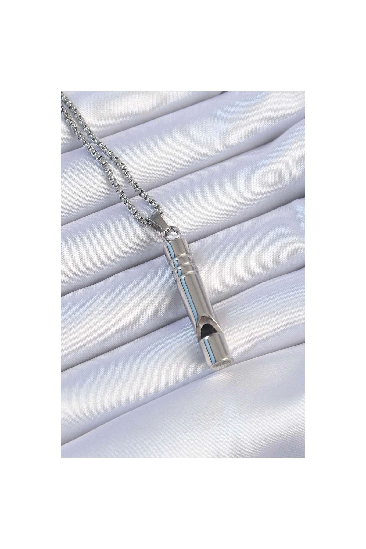 Narnuga Acil Durum Düdüğü 316L Çelik Kararma Yapmaz Yüksek Desibel Kolye Unisex - TJ-EBK1200