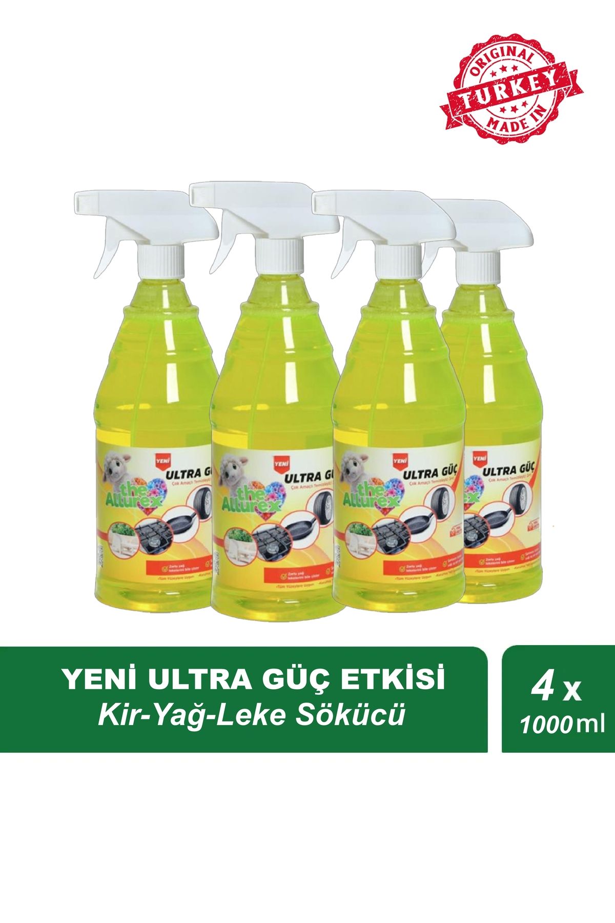 The Allurex Yeni Ultra Güç Etkisi (KİR-YAĞ-LEKE SÖKÜCÜ) 1000 ml X4 Adet