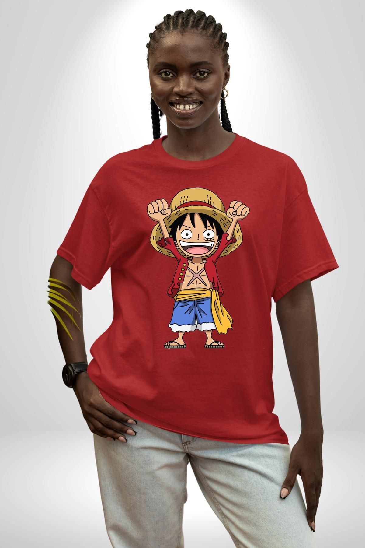 Navcoli-Anime Pirate Hero Adventurer Spirit and Pirate Graphic Printed Cotton Combed Cotton Women Men's Red T-Shirt 6