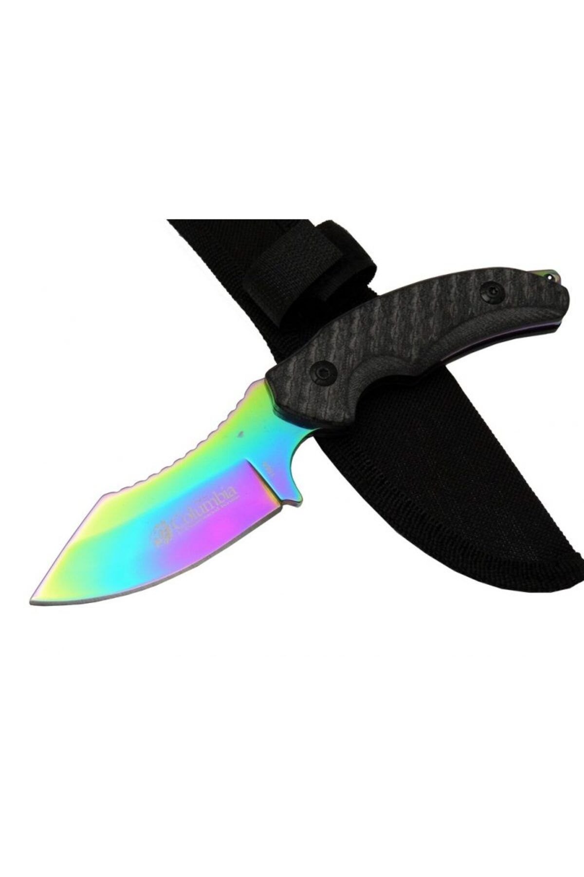 Easy Tedarik 156A Renkli Gökkuşağı Kamp Çakı Bıçağı 19 cm - Kılıflı