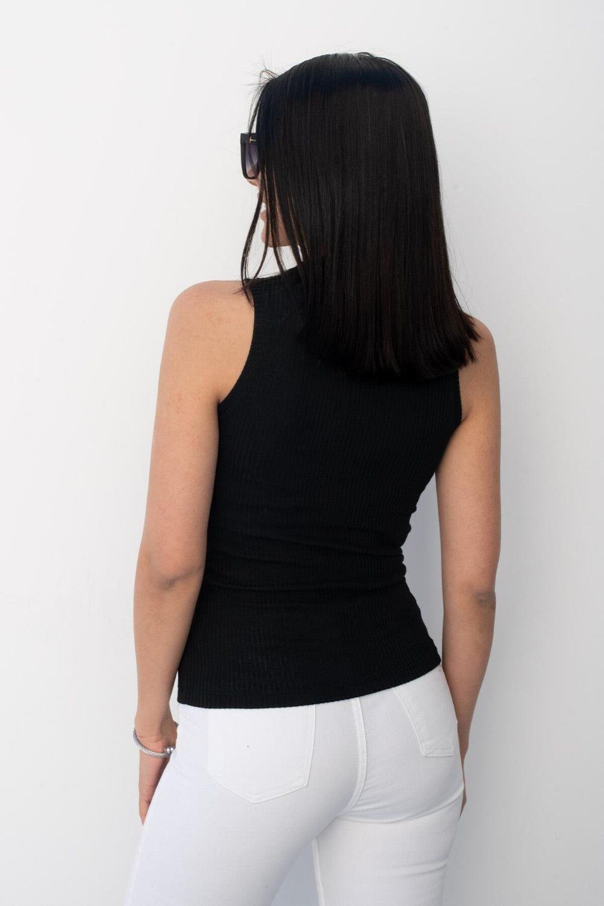 PRANGA-Women's Black Thick Ribbed Tank Top 5
