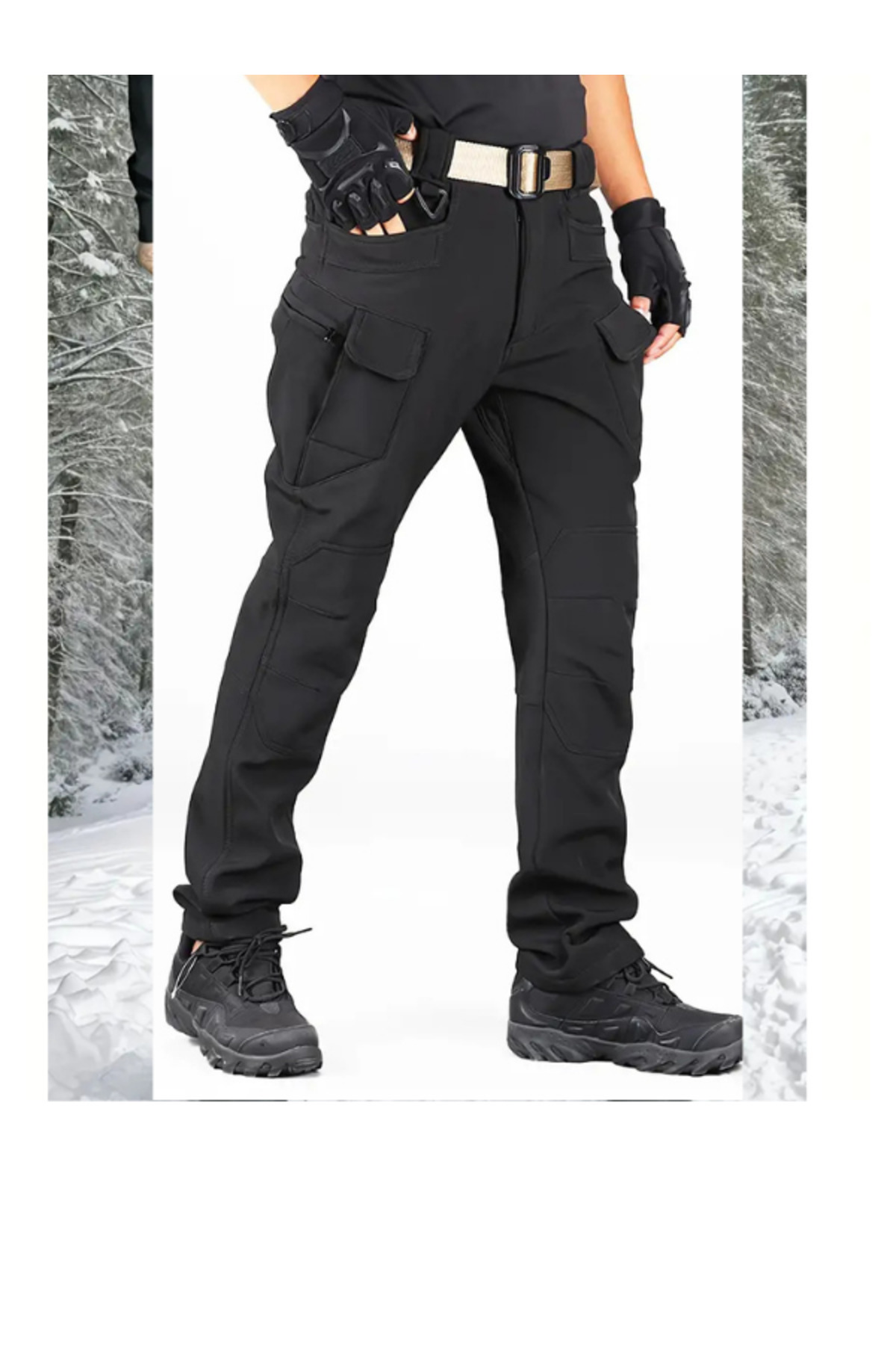 کاپشن تاکتیکی ضد آب زمستانی تیم مدل Softshell با آستر پشمی و شلوار Softshell با آستر پشمی — مشکی 111bnvb11TYCNUDW8UN170368190869879hkhg — تصویر 5 از 5