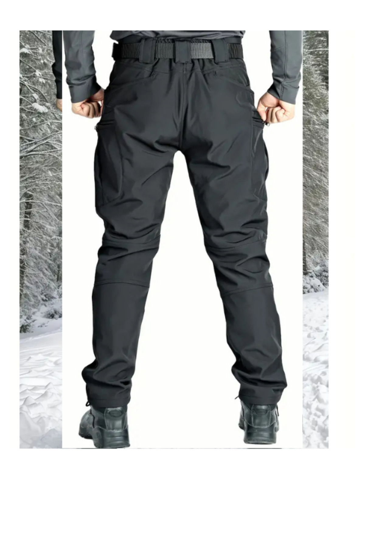 کاپشن تاکتیکی ضد آب زمستانی تیم مدل Softshell با آستر پشمی و شلوار Softshell با آستر پشمی — مشکی 111bnvb11TYCNUDW8UN170368190869879hkhg — تصویر 4 از 5