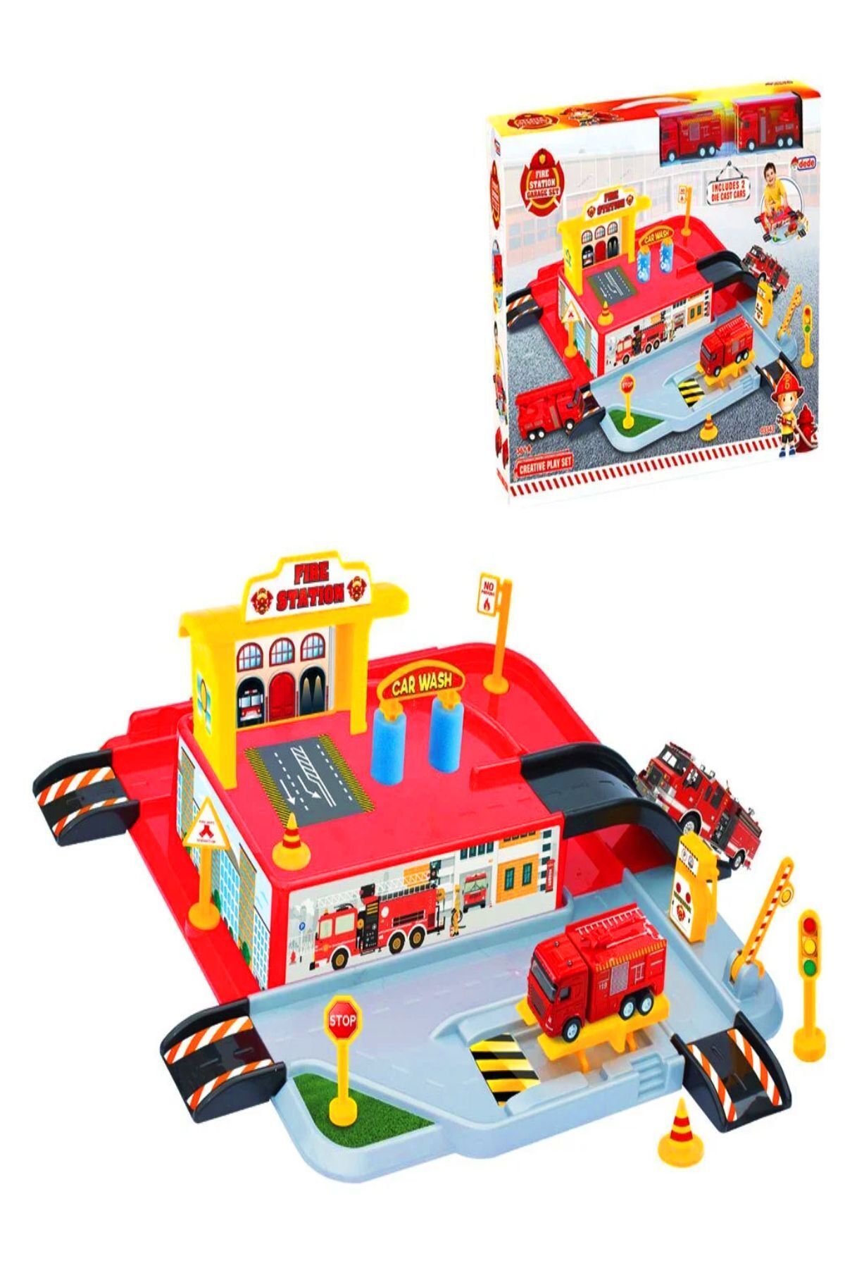 a v d a Itfaiye Oyuncak Garaj Seti Pisti - Otopark - Istasyon Araba Oyun Seti fotoğrafı 5 (önizleme)