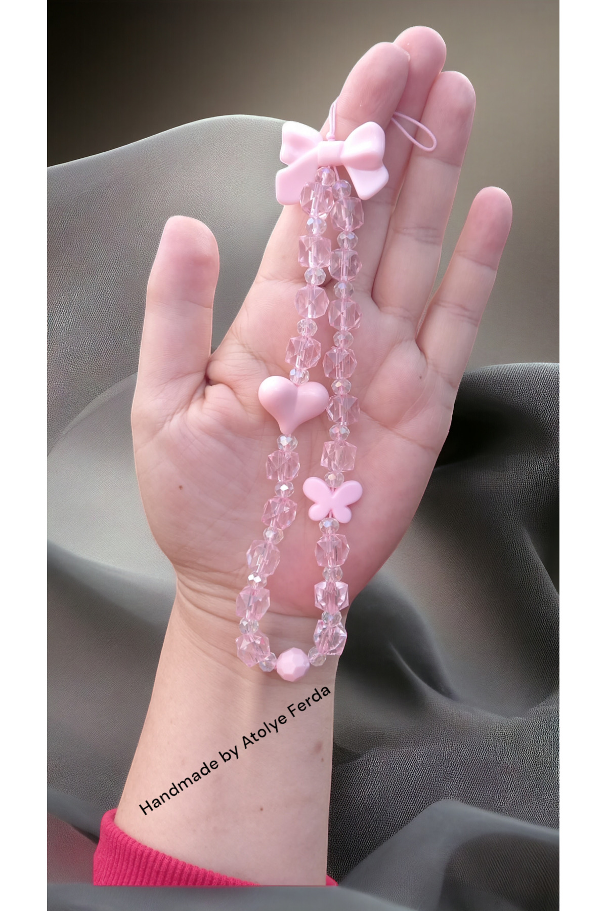 Pink Heart And Bow Shaped Phone Charm Phone Ornament