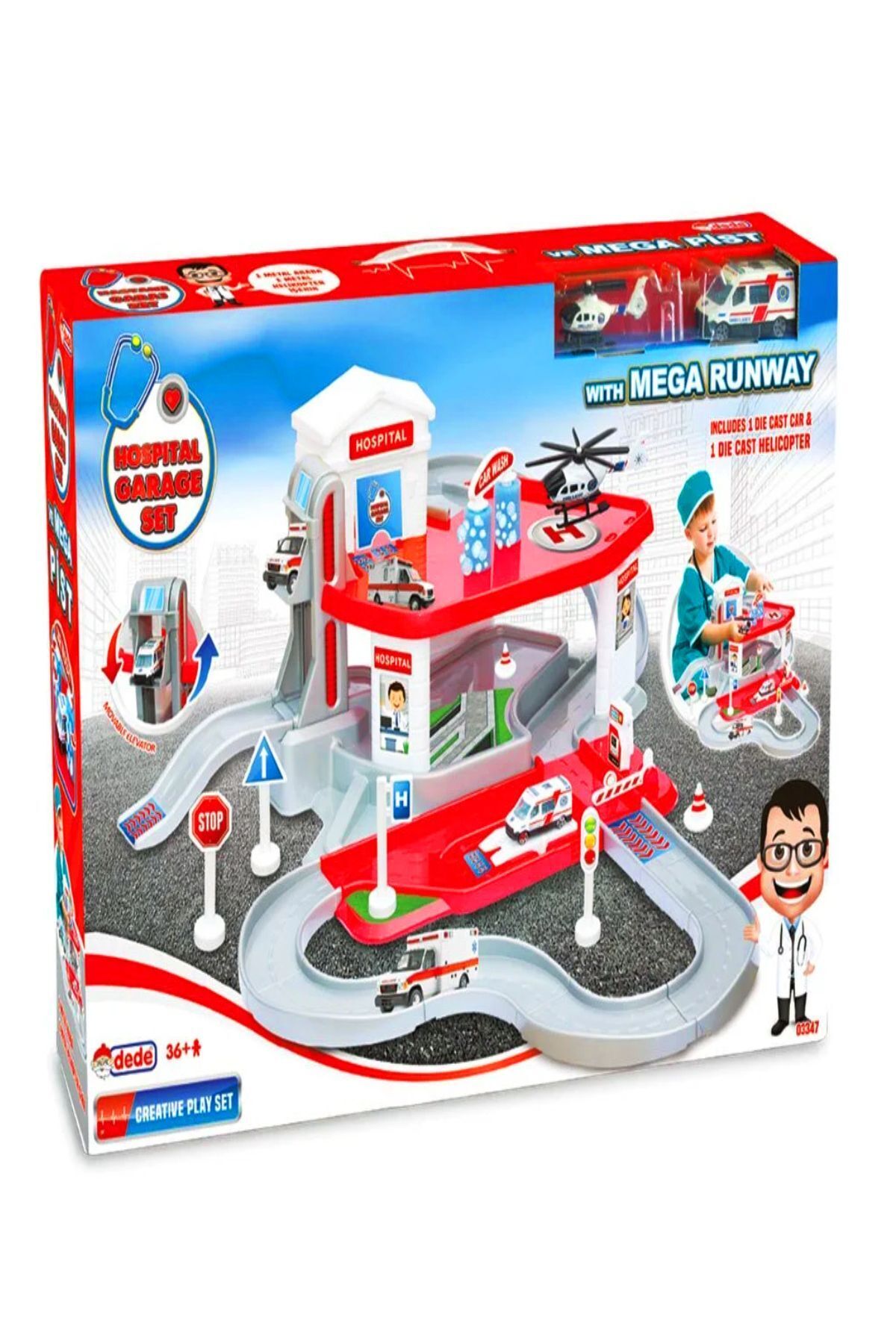 a v d a Hastane Mega 2 Katlı Oyuncak Garaj Seti Pisti - Otopark - Istasyon Araba Oyun Seti fotoğrafı 2 (önizleme)