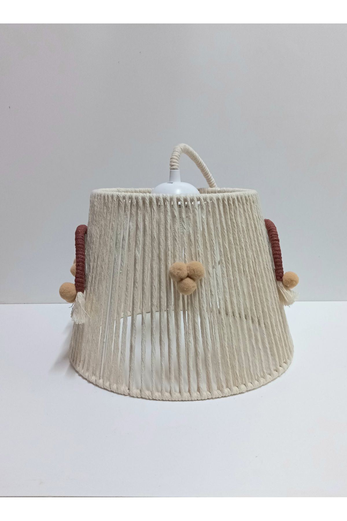 C&A&B KUZEY AVİZE-Ecru Macrame Rope Wrap - Chandelier and Lampshade Set with Rainbow Sconce 4