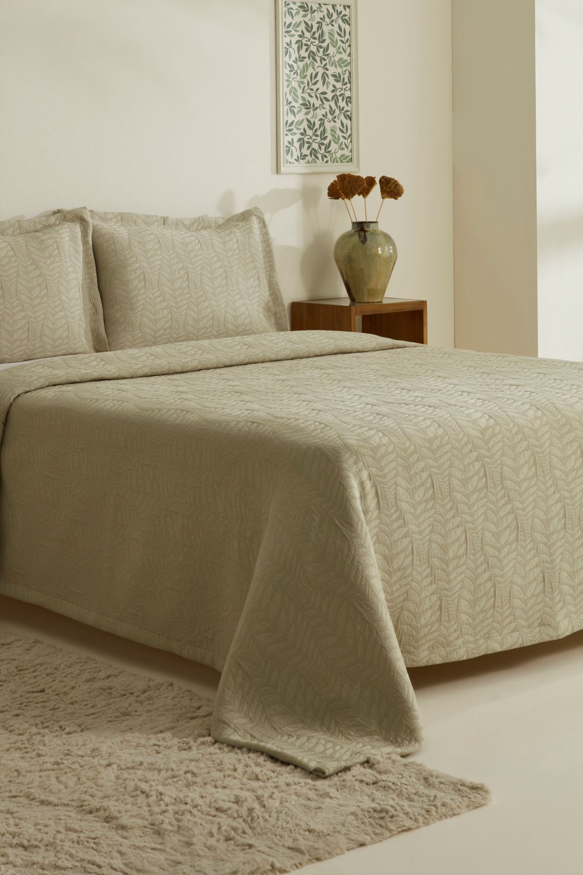 Karaca Home-Serenity Double Bedspread Set Sage 3