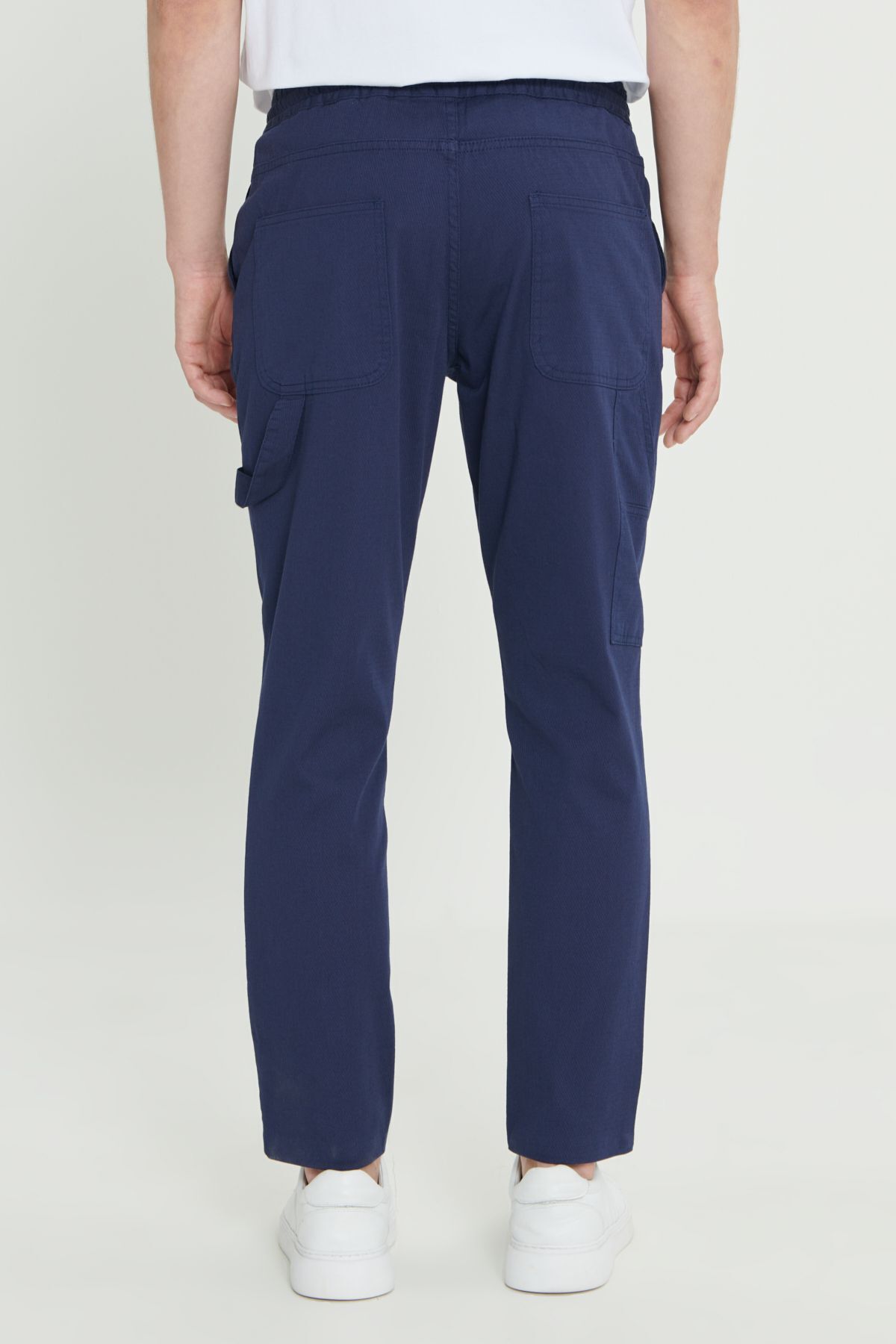 AC&Co / Altınyıldız Classics-Navy Blue Oversize Men's Trousers - Tied Waist, Stretchy Cotton, Dobby Side Pocket 5