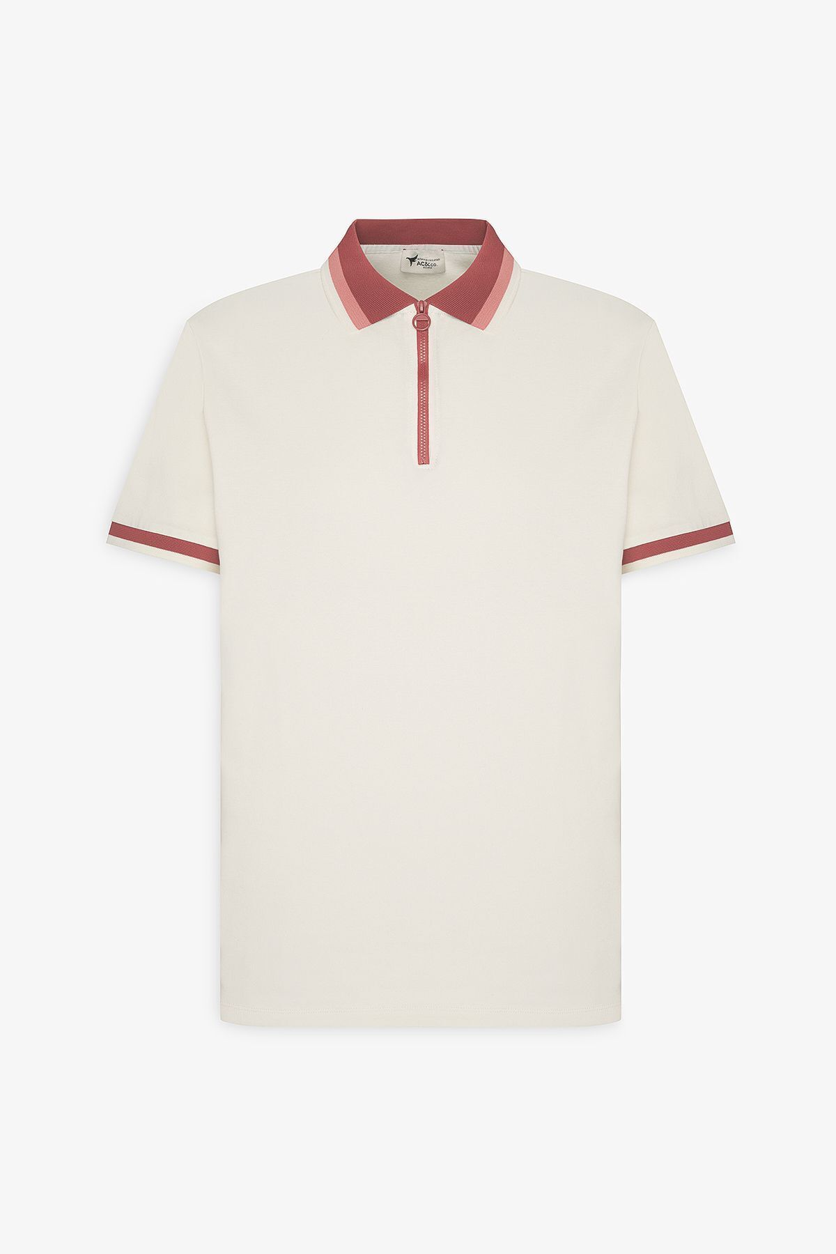 AC&Co / Altınyıldız Classics-Ecru Claret Red Herren-T-Shirt mit normaler Passform, entspanntem Schnitt und Polokragen aus 100 % Baumwolle 8