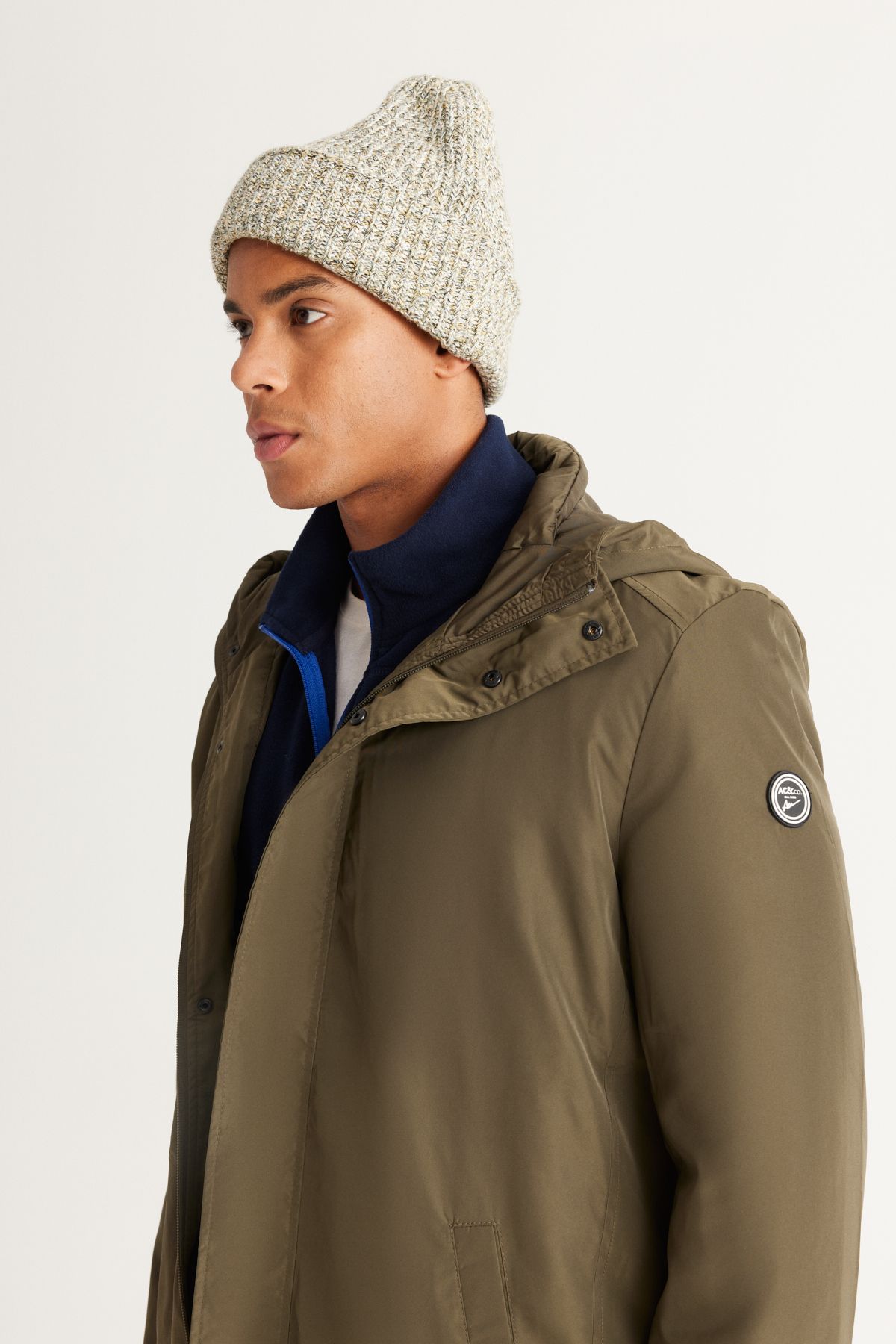 AC&Co / Altınyıldız Classics-Herren Khaki Standard Fit Regular Cut Winddichte Trenchjacke mit Stehkragen und Kapuze 5