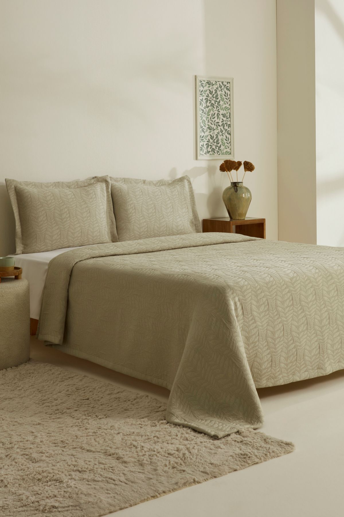 Karaca Home-Serenity Double Bedspread Set Sage 2