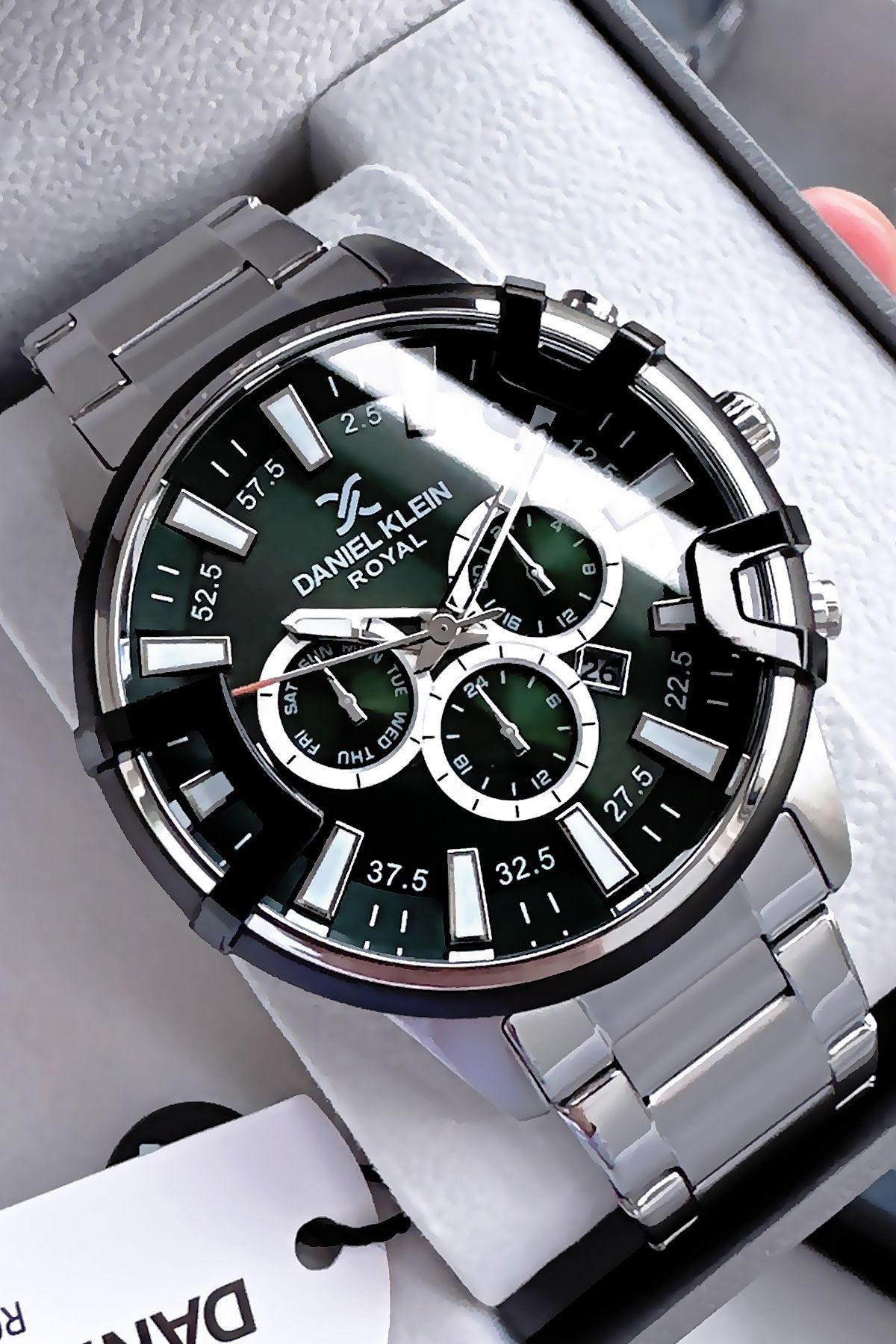 Daniel Klein-Premium Men's Wristwatch 3 Atm Waterproof Silver Color Steel Strap + Natural Stone Bracelet Cbk209 4