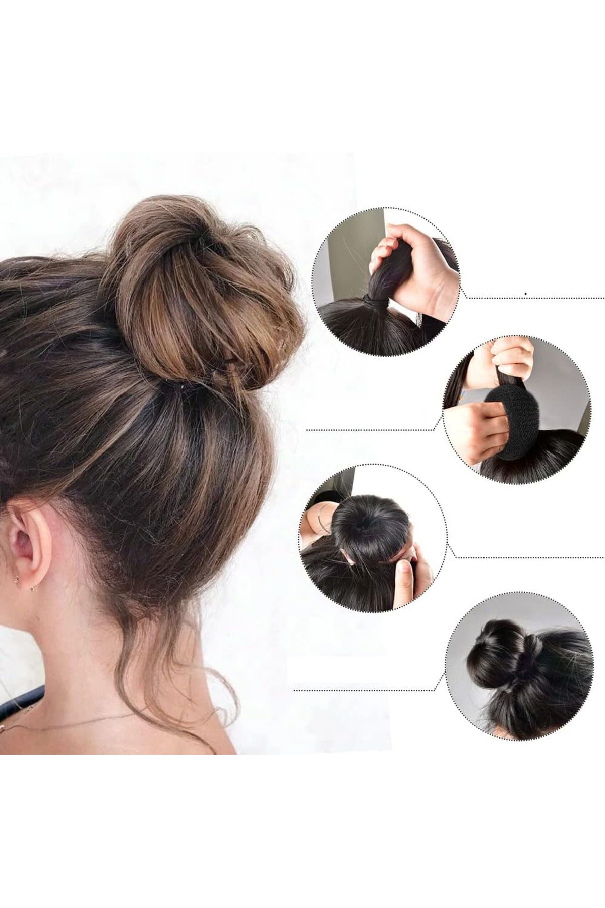 Transformacion-Black Hair Bun Sponge 2 Pcs 12 cm Diameter 5 cm Thickness 721338 3