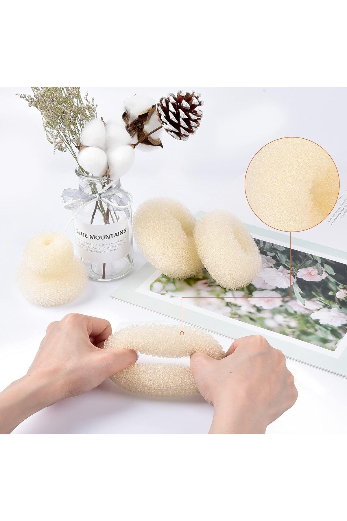 Transformacion-Gold Hair Bun Sponge 2 Pcs 10 cm Diameter 4 cm Thickness 721337 2