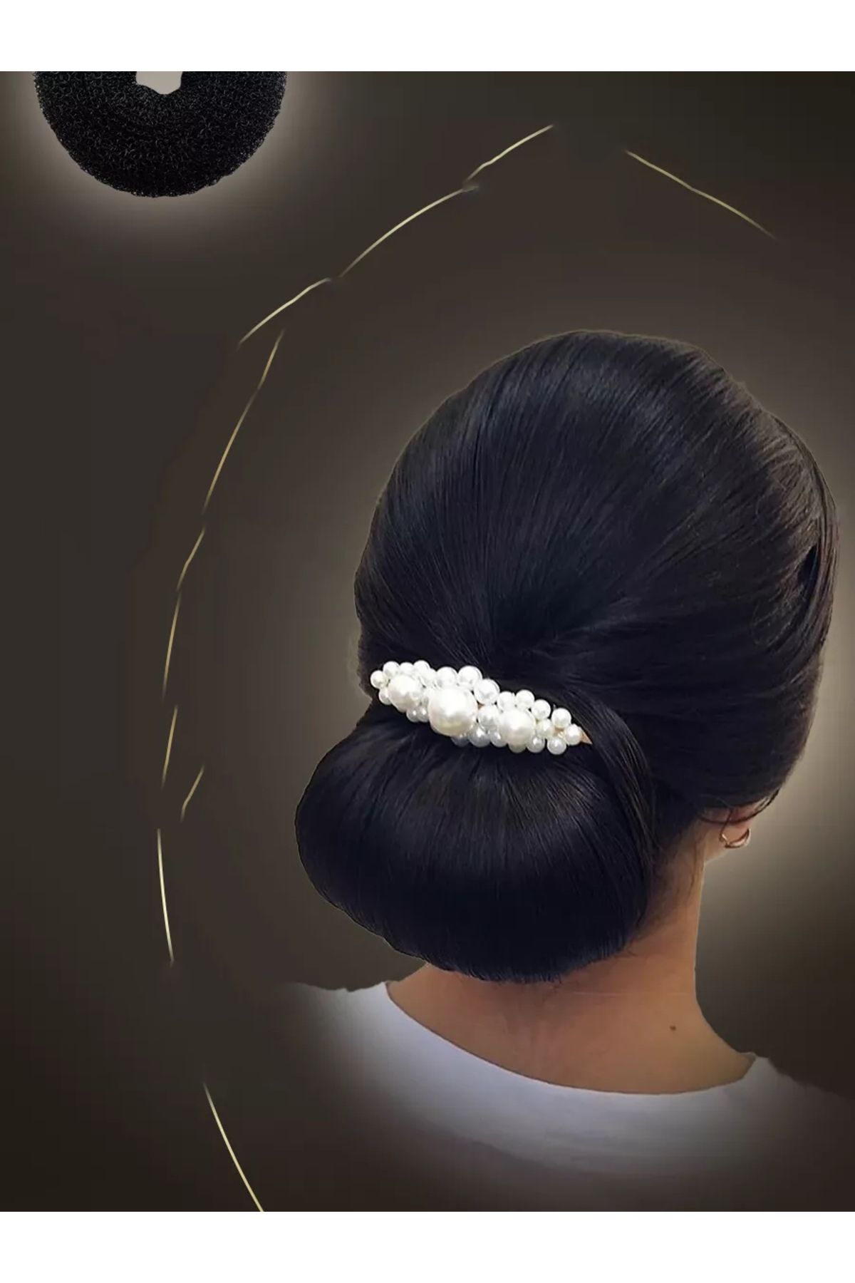 Transformacion-Black Hair Bun Sponge 2 Pcs 12 cm Diameter 5 cm Thickness 721338 6