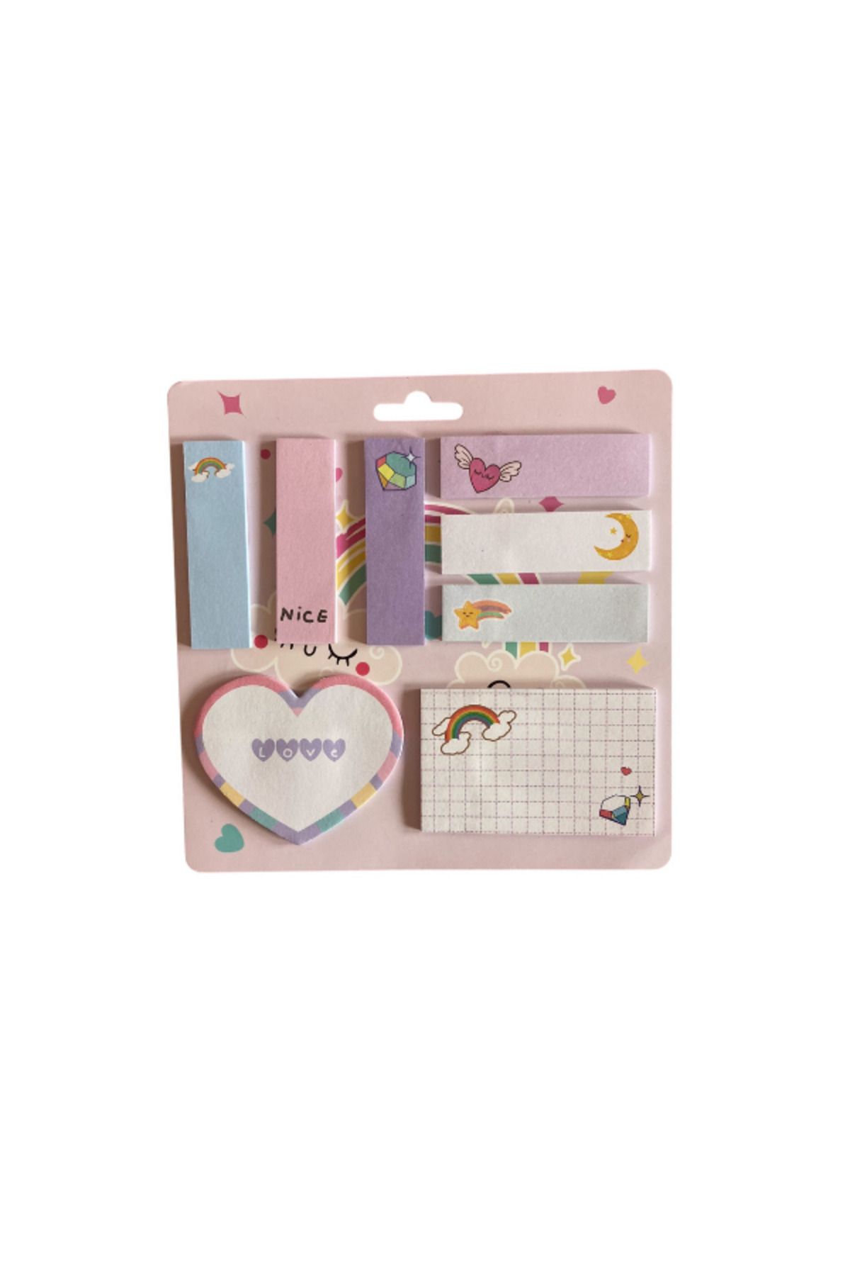 Pembe Pasaj-Cute Adhesive Note Paper - 8 Pieces Pink Kawaii Post-It Set - Index - Index 2
