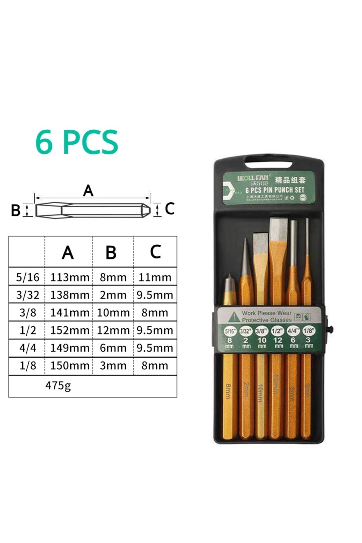 Choice-6 Pcs 6 Pcs Punch And Chisel Set 3 Piece Digging Tools Chisel Set Piece Professional Mechanics Punch 1